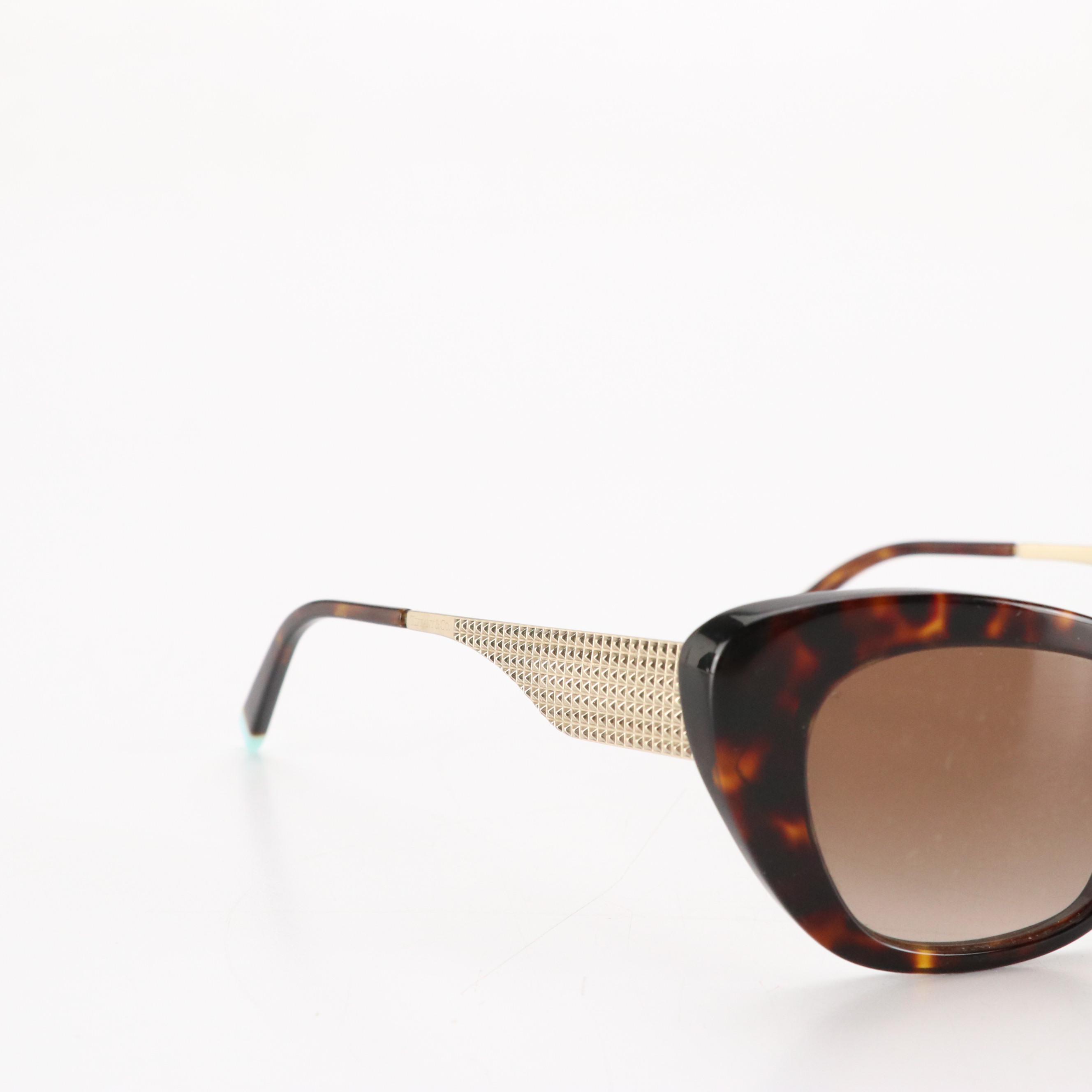 Tiffany & Co. TF4158 Brown Havana Cat Eye Sunglasses with Case