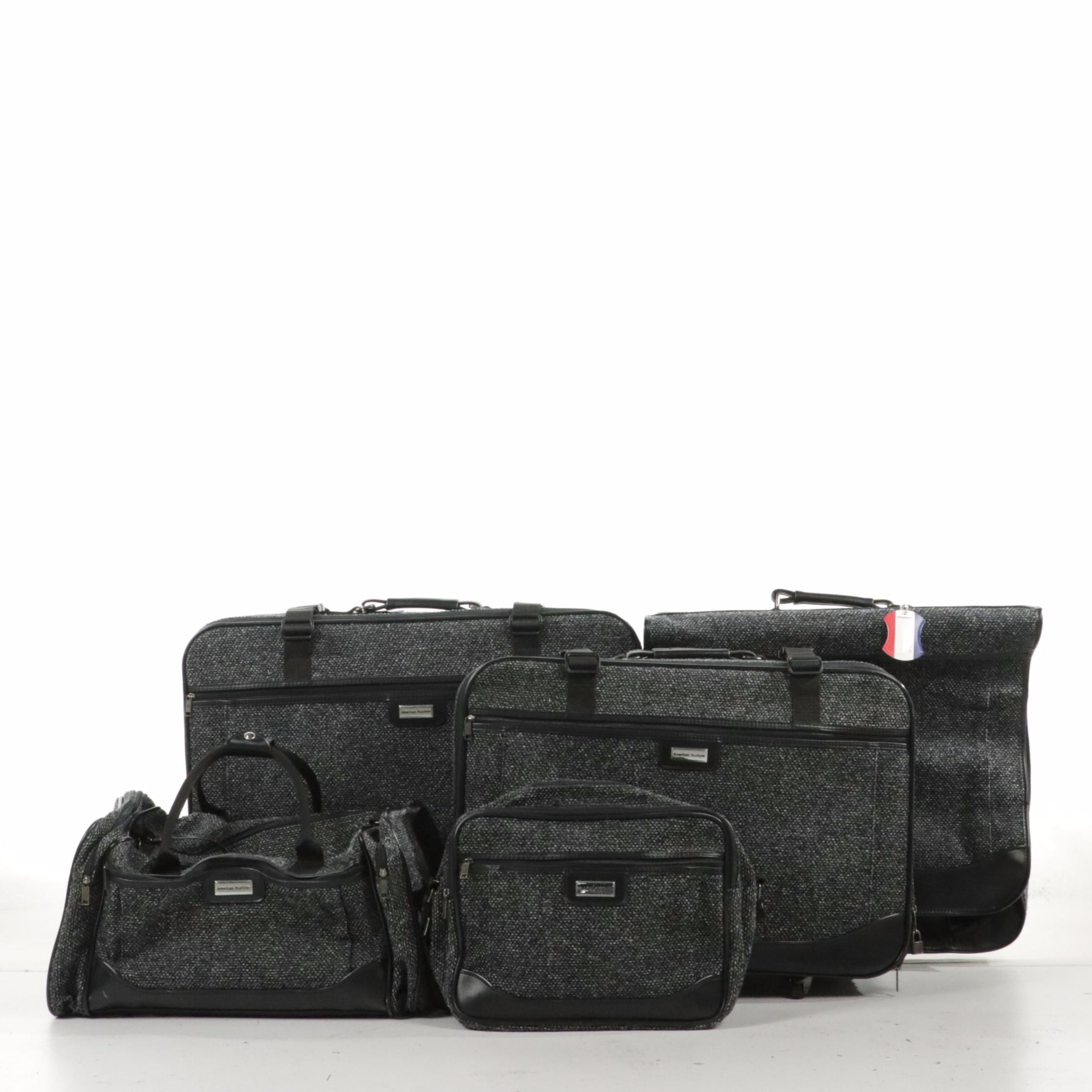 American Tourister Grey Tweed 5-Piece Luggage Set Including Garment Bag, More