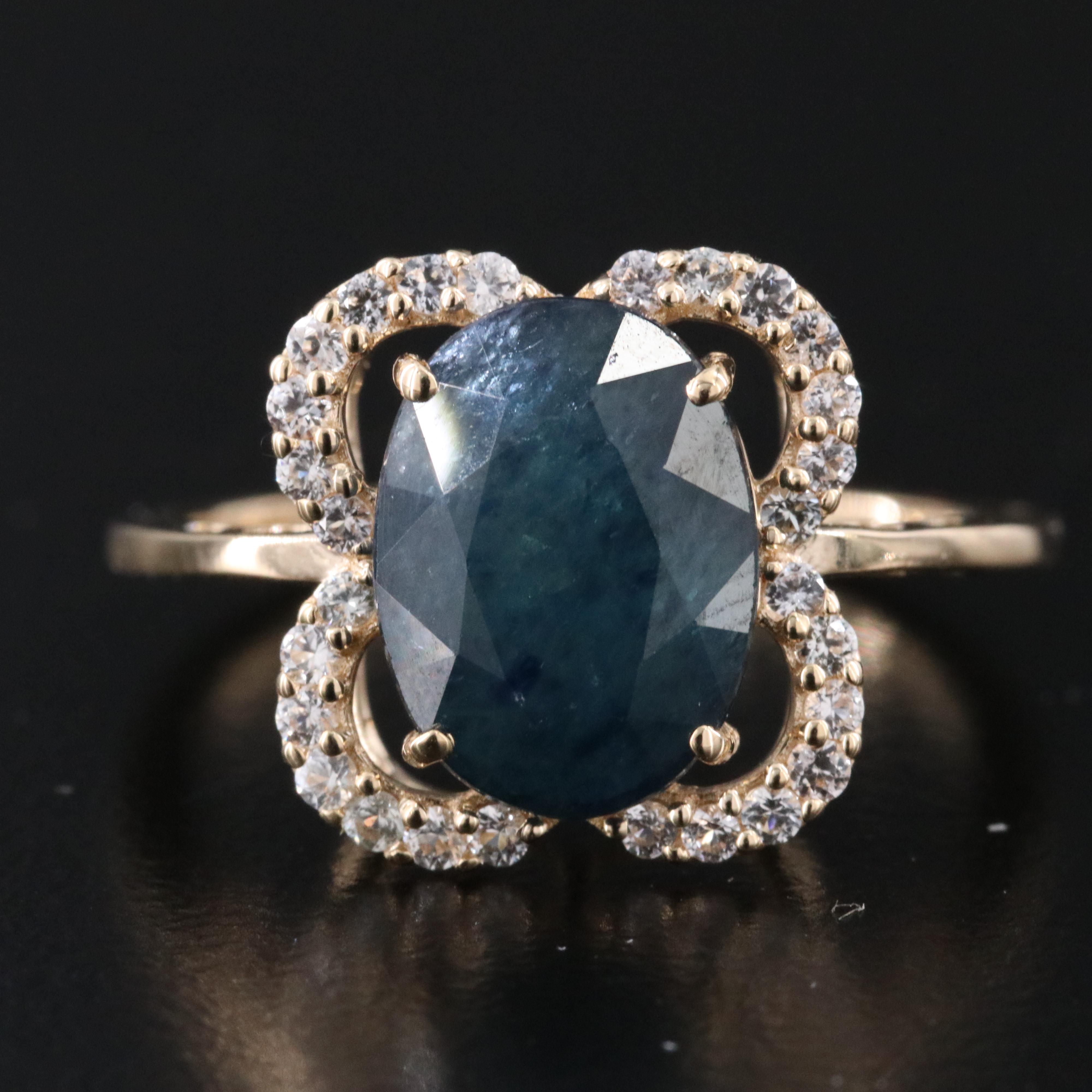 14K Sapphire and White Sapphire Ring