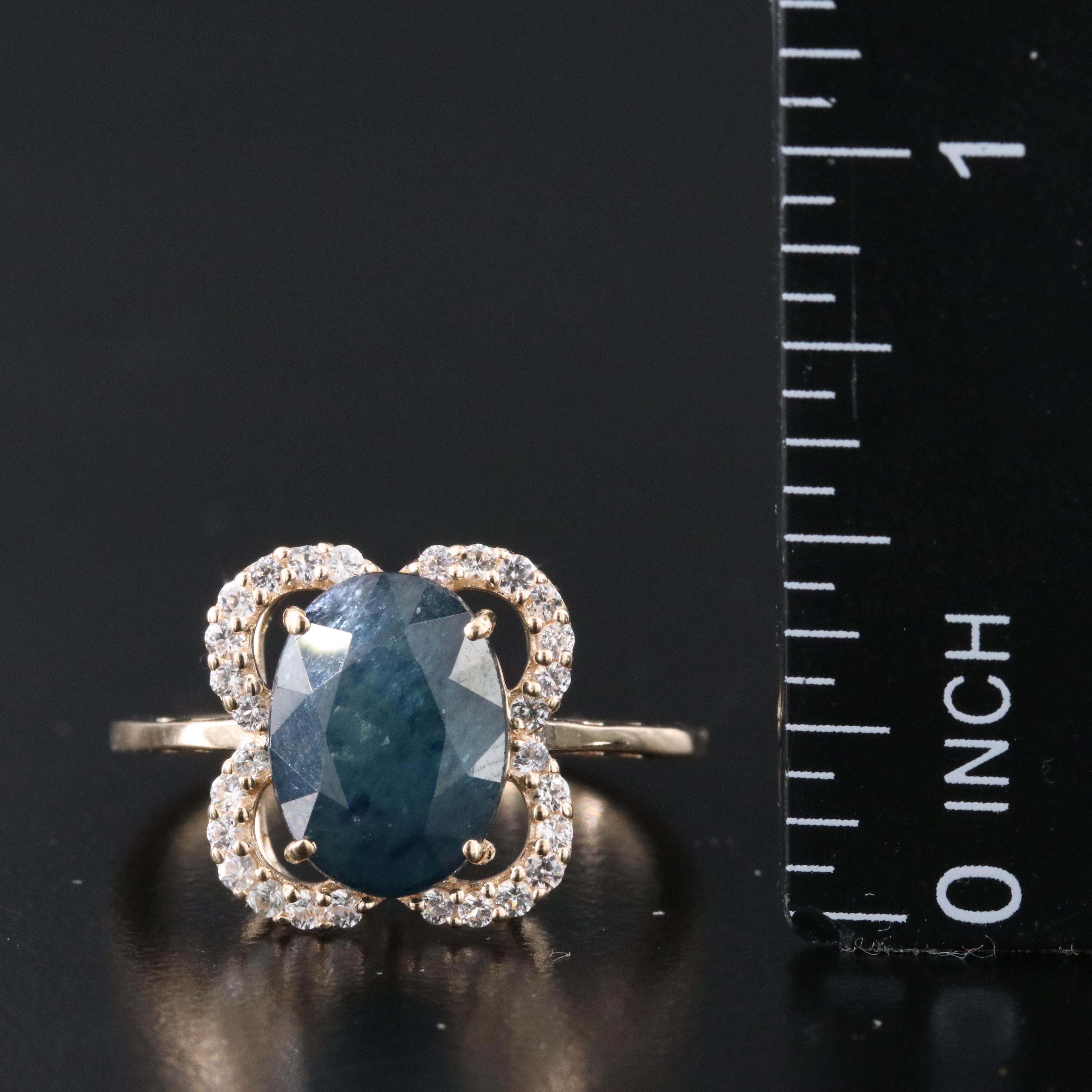 14K Sapphire and White Sapphire Ring