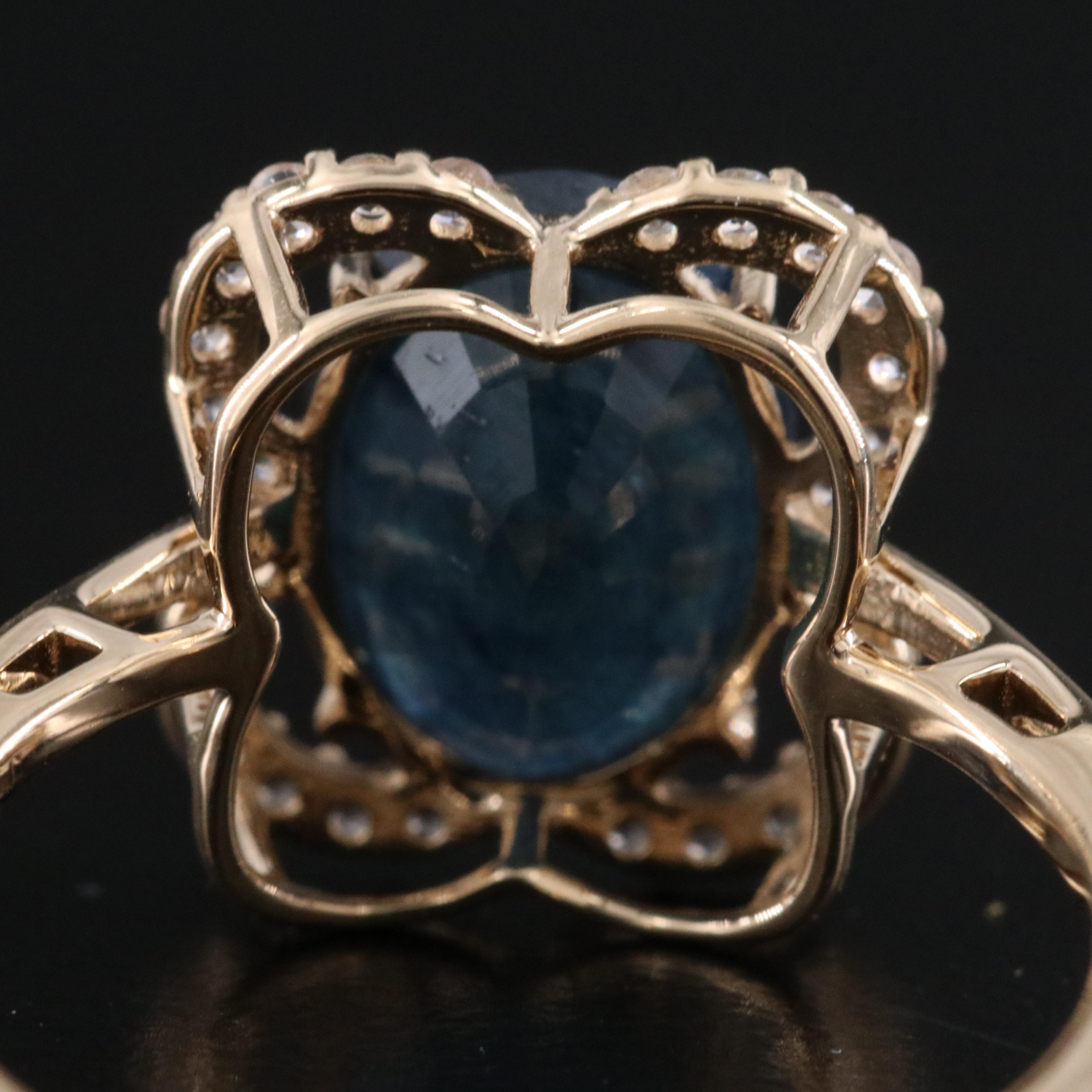 14K Sapphire and White Sapphire Ring