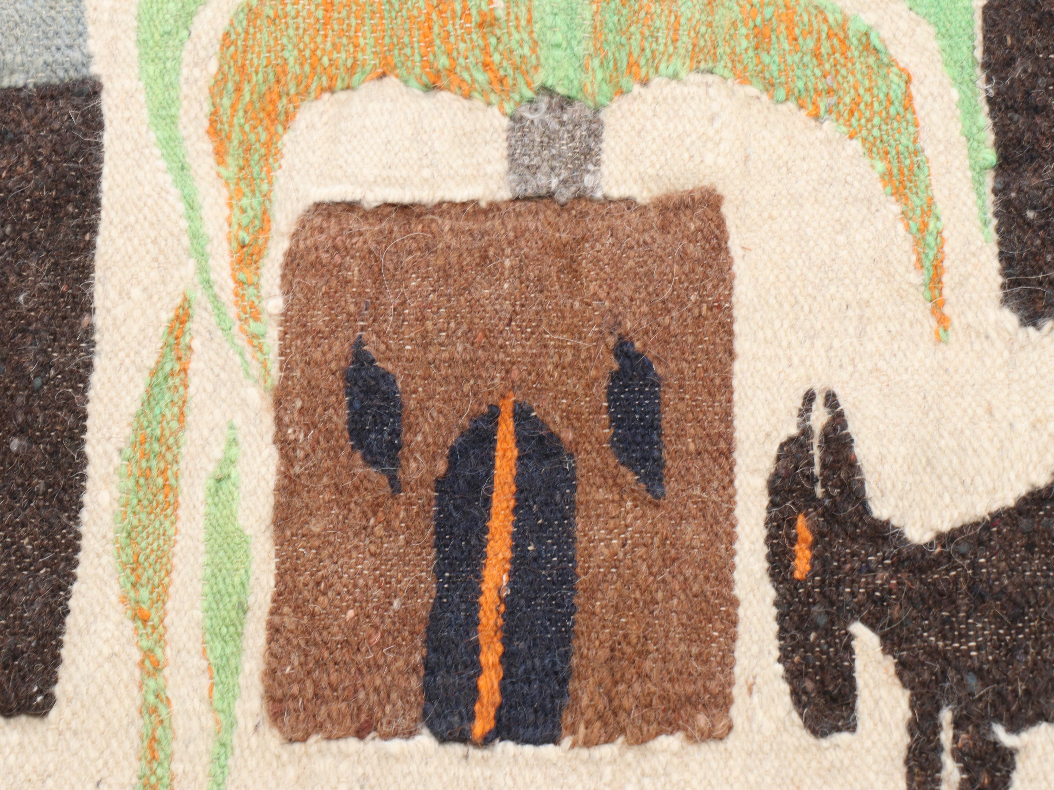 Egyptian Kilim Woven Wall Hanging with Rod