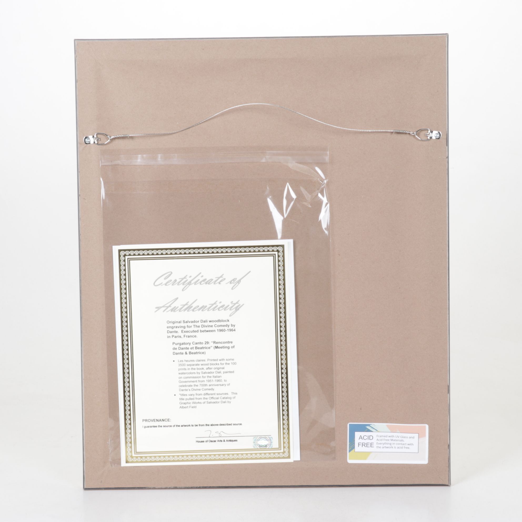 Salvador Dalí Wood Engraving "Rencontre de Dante et Béatrice," 1960-1964