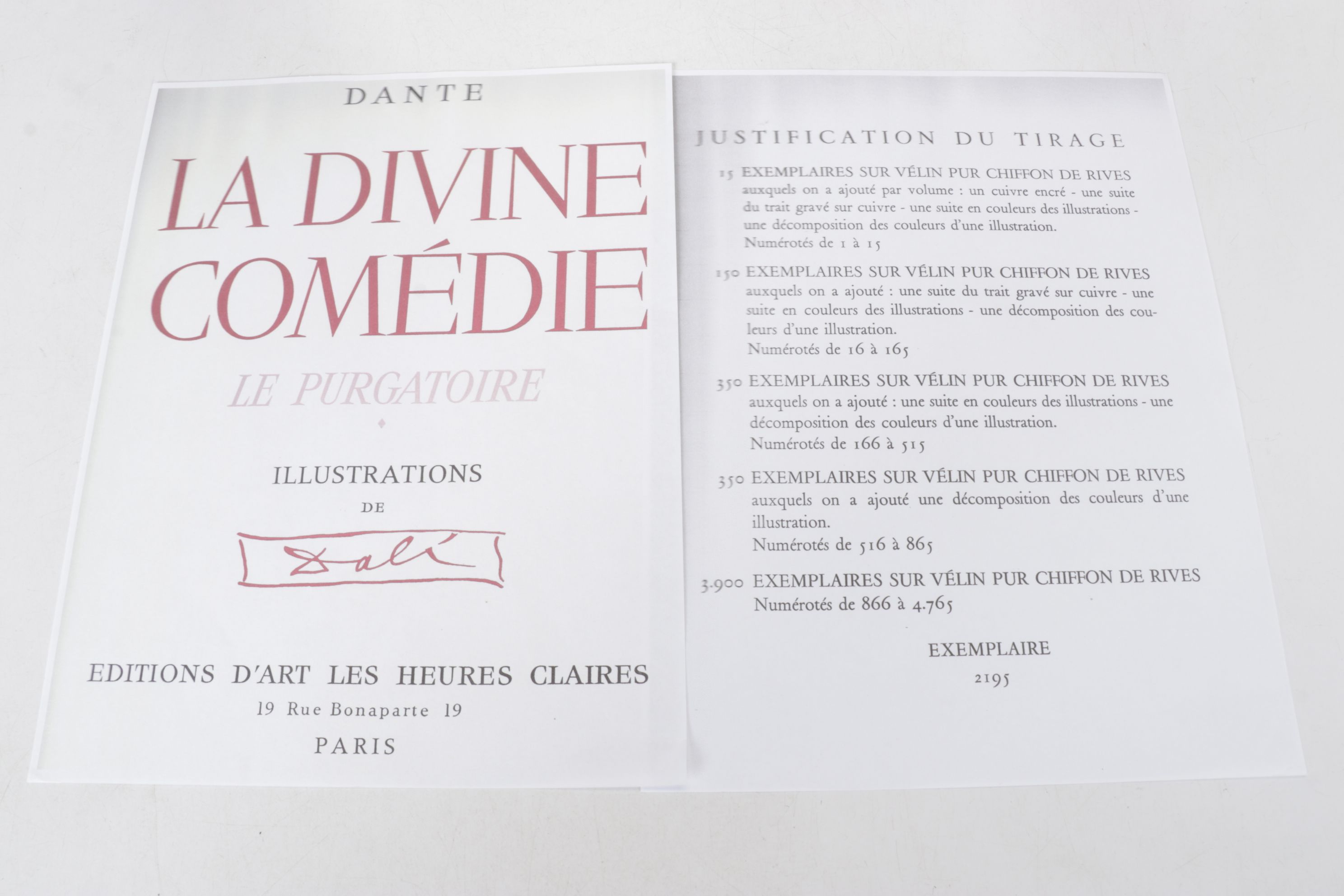 Salvador Dalí Wood Engraving "Rencontre de Dante et Béatrice," 1960-1964