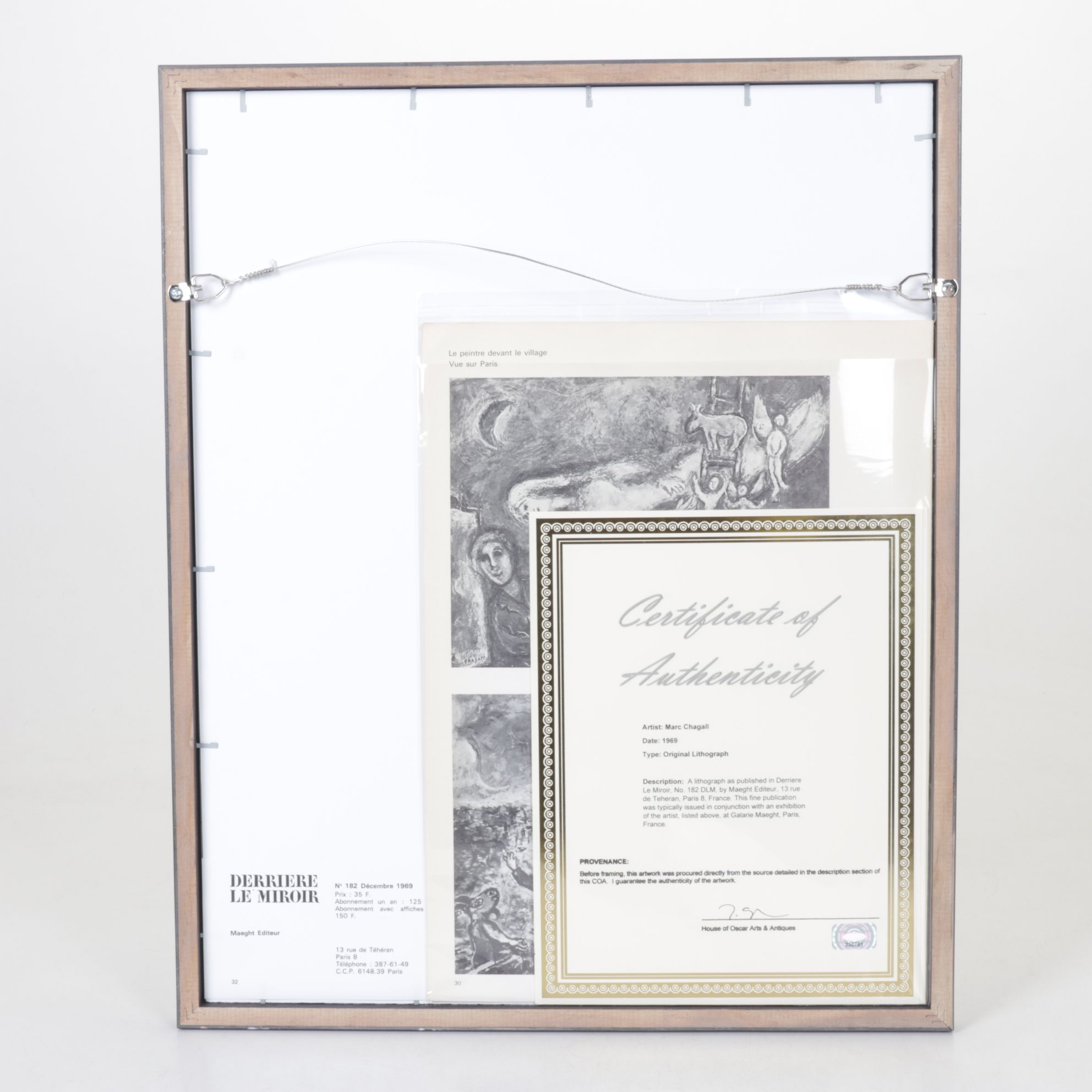 Marc Chagall Color Lithograph Cover for "Derrière le Miroir," 1969