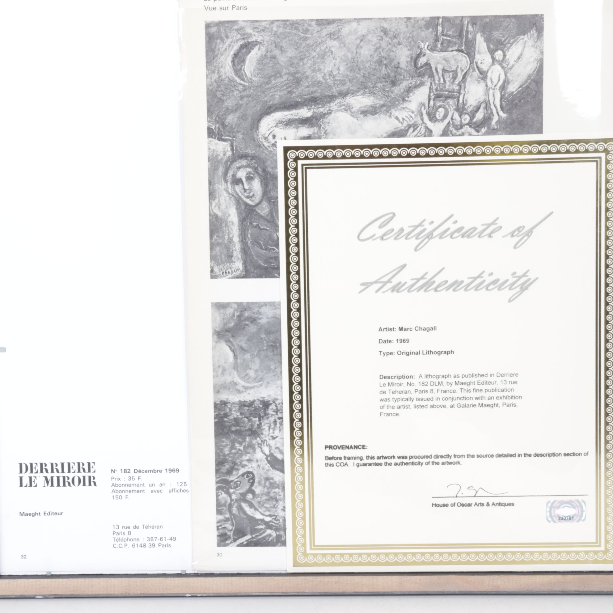 Marc Chagall Color Lithograph Cover for "Derrière le Miroir," 1969