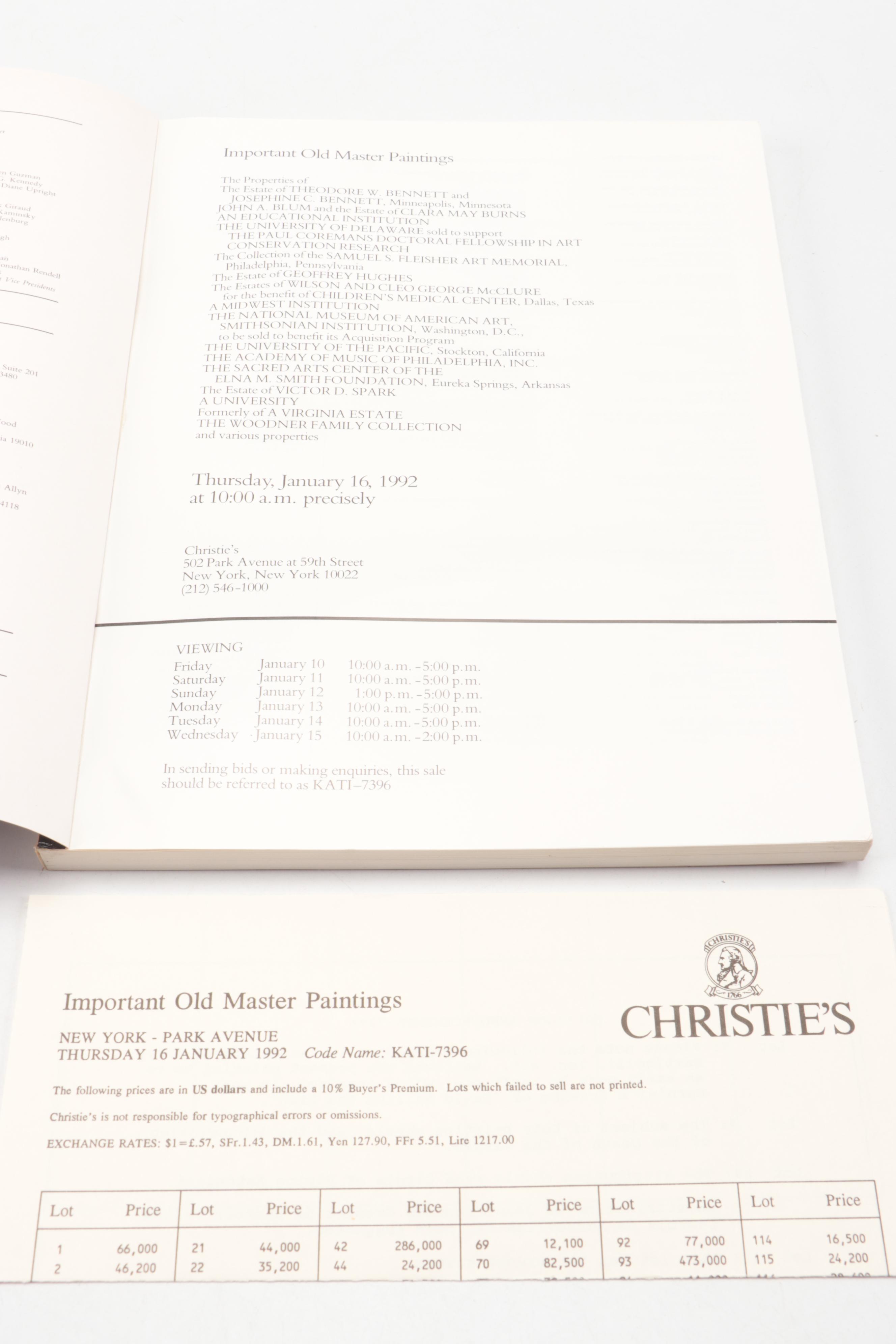 Christie's Old Master Paintings, Drawings, & More Auction Catalogs, Late 20th C.