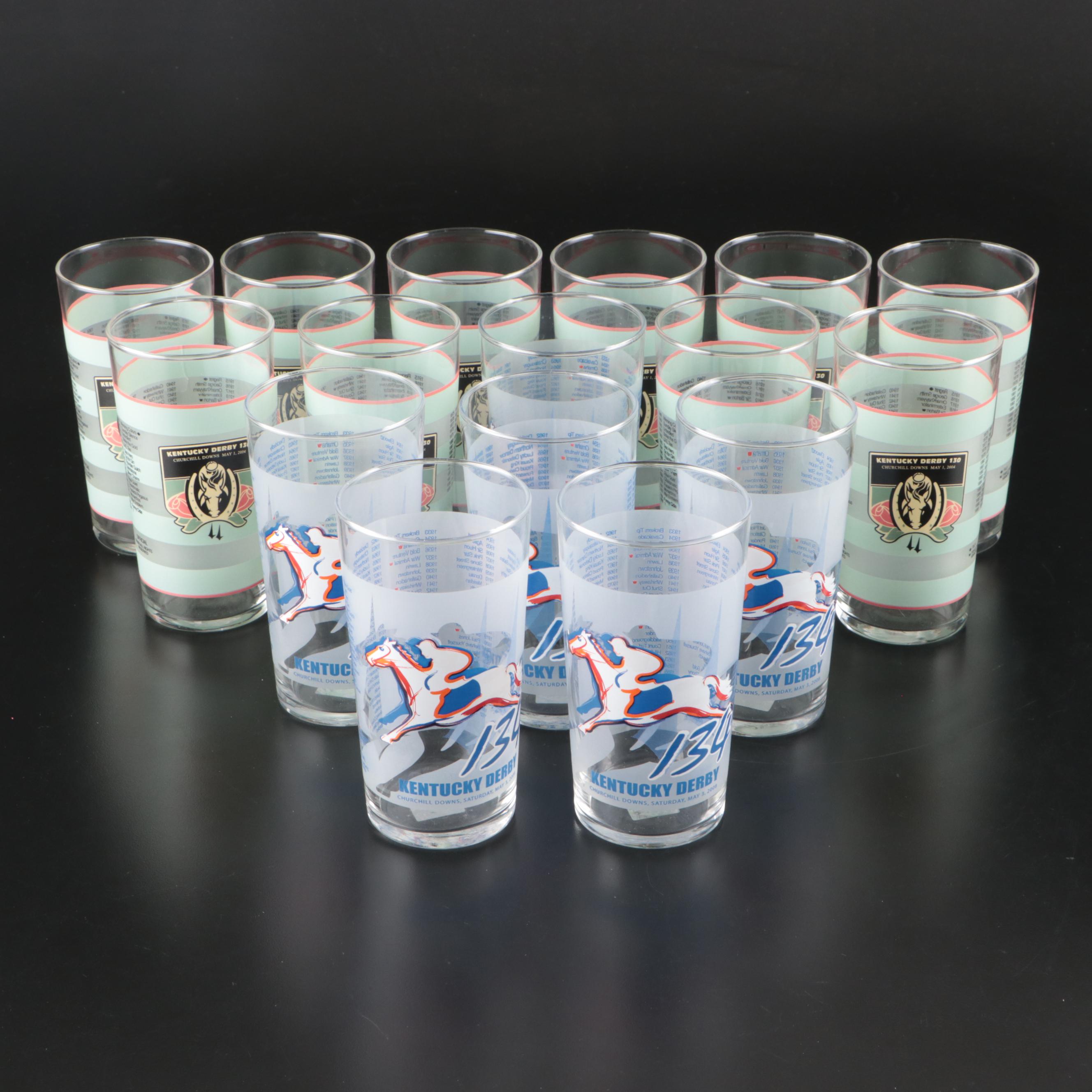 130th and 134th Kentucky Derby Commemorative Glass Tumblers