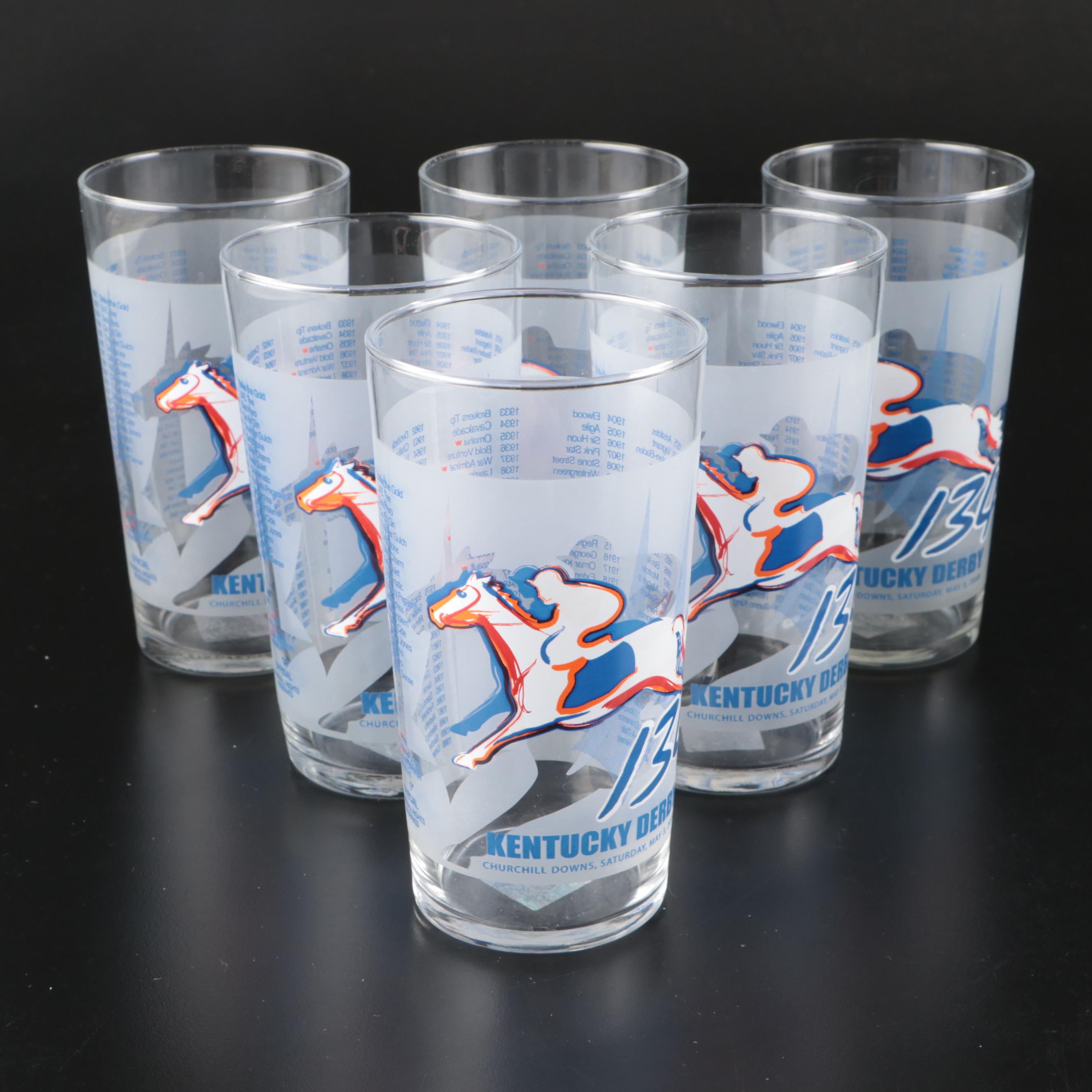 130th and 134th Kentucky Derby Commemorative Glass Tumblers