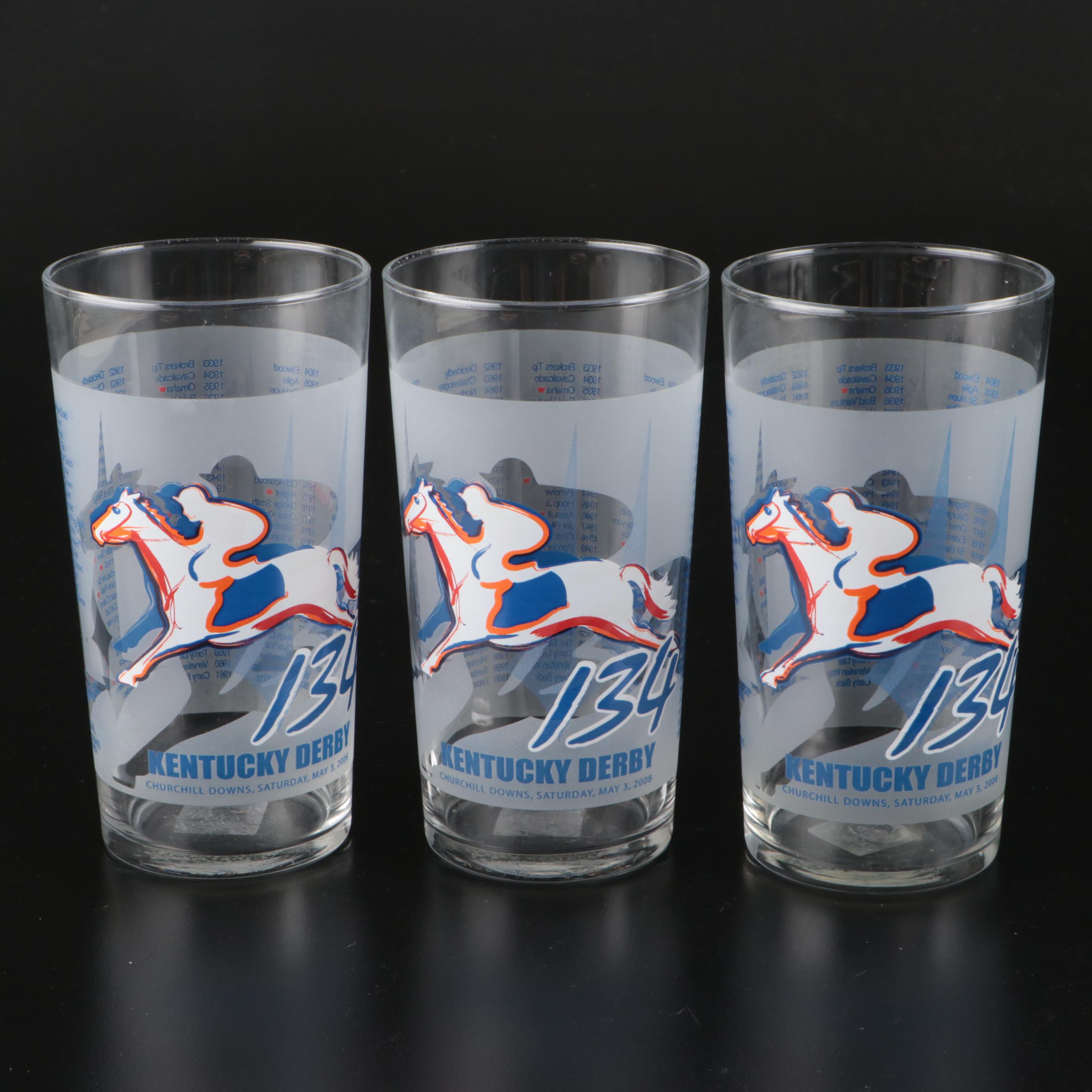 130th and 134th Kentucky Derby Commemorative Glass Tumblers