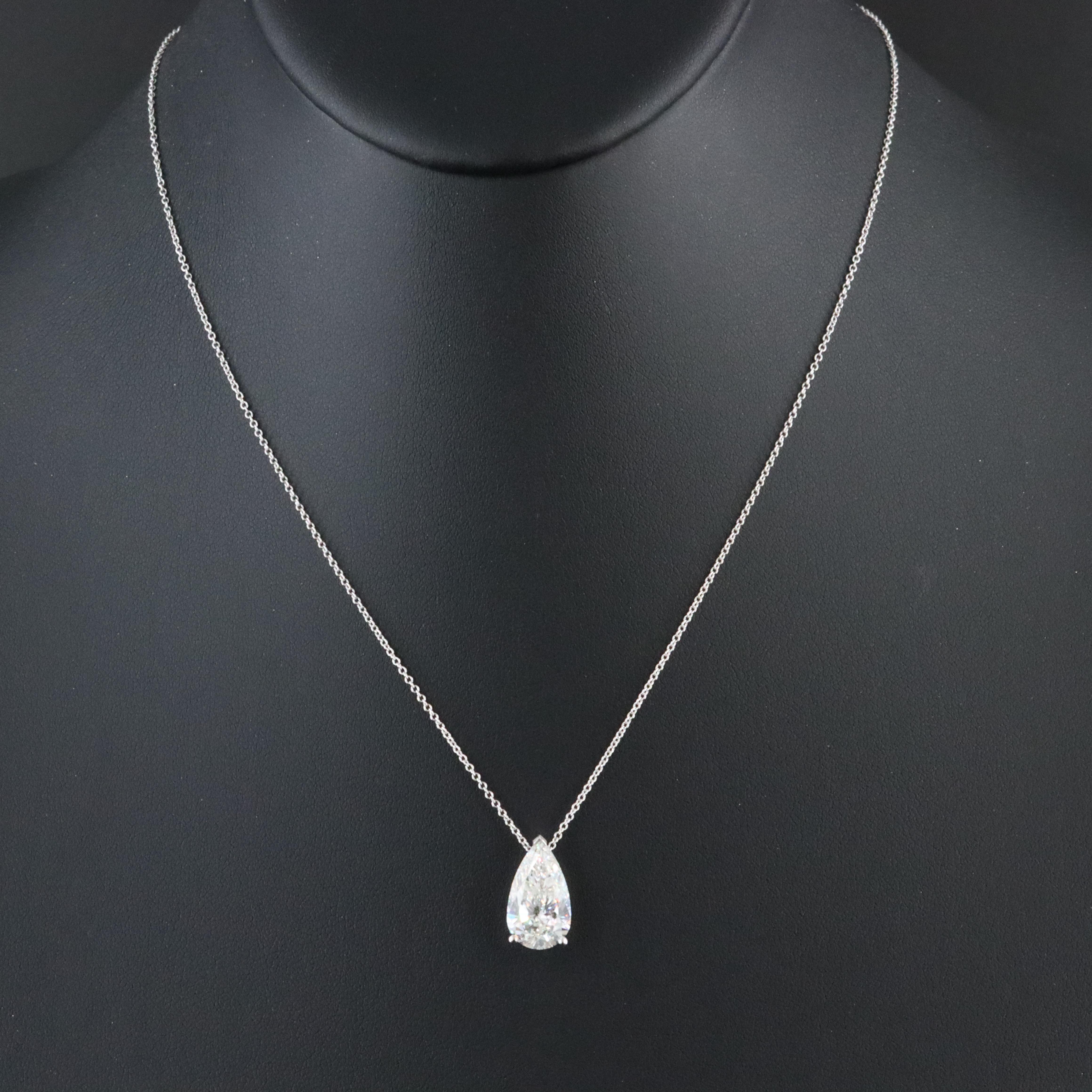 14K 4.02 CT Lab Grown Diamond Solitaire Pendant Necklace with IGI Report