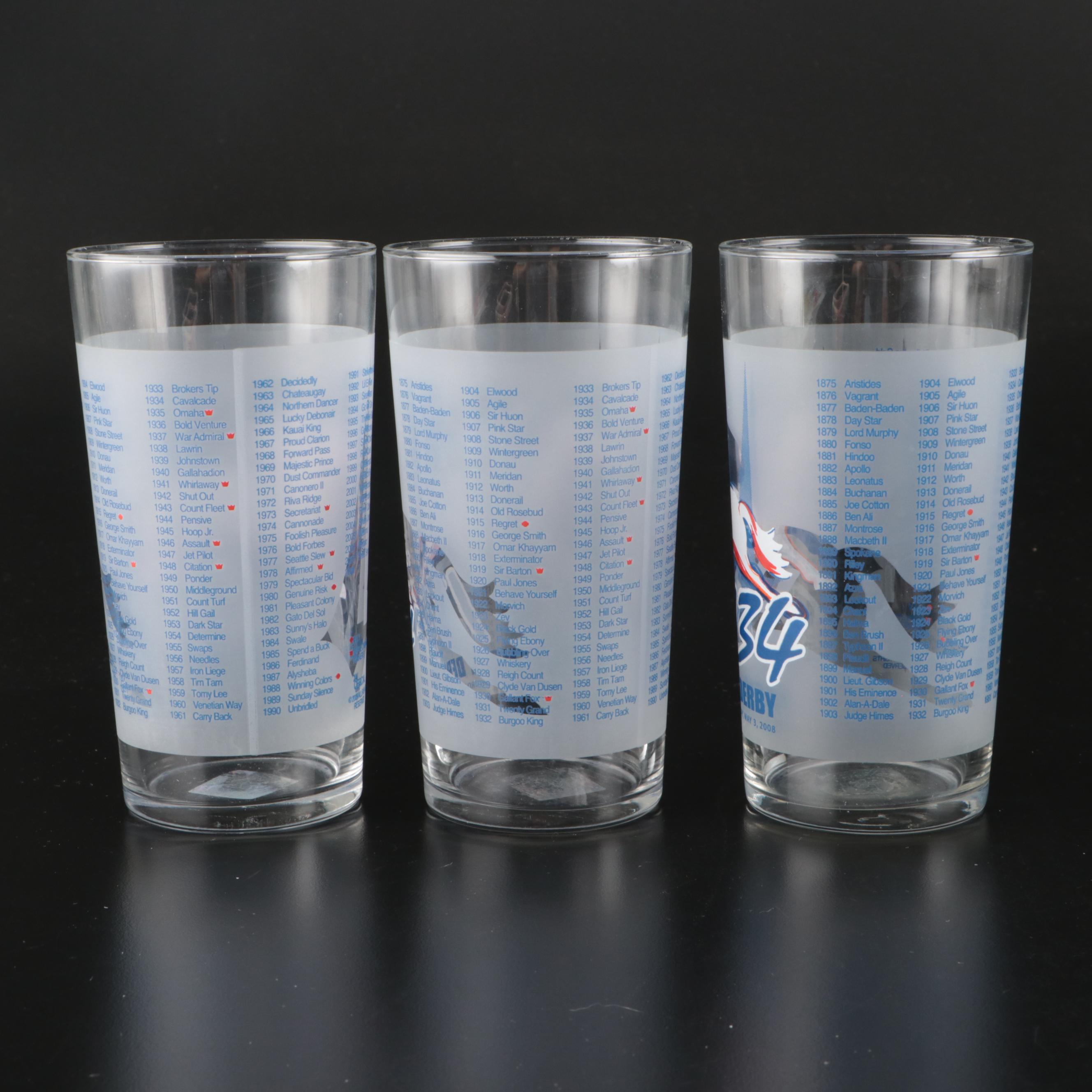 130th and 134th Kentucky Derby Commemorative Glass Tumblers