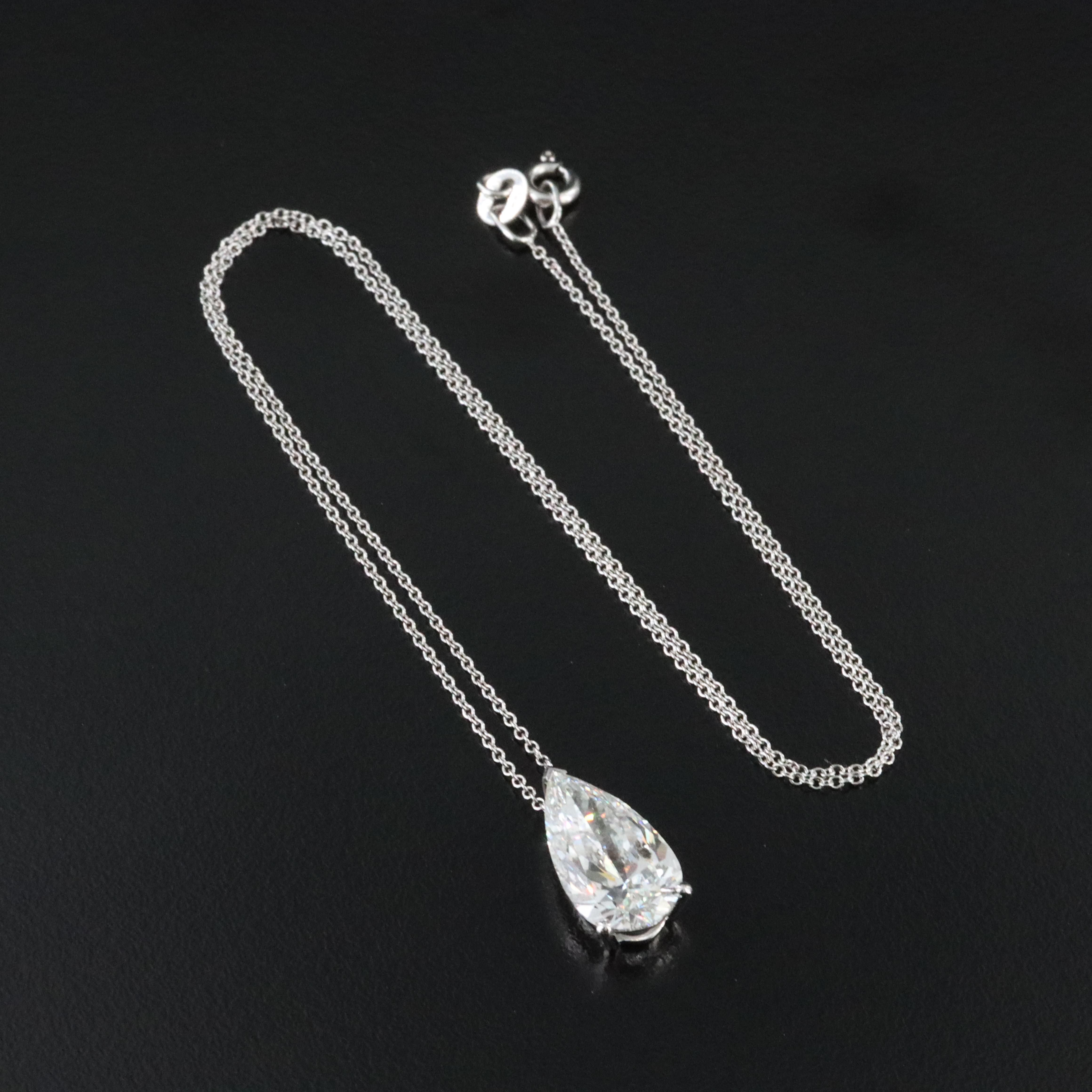 14K 4.02 CT Lab Grown Diamond Solitaire Pendant Necklace with IGI Report