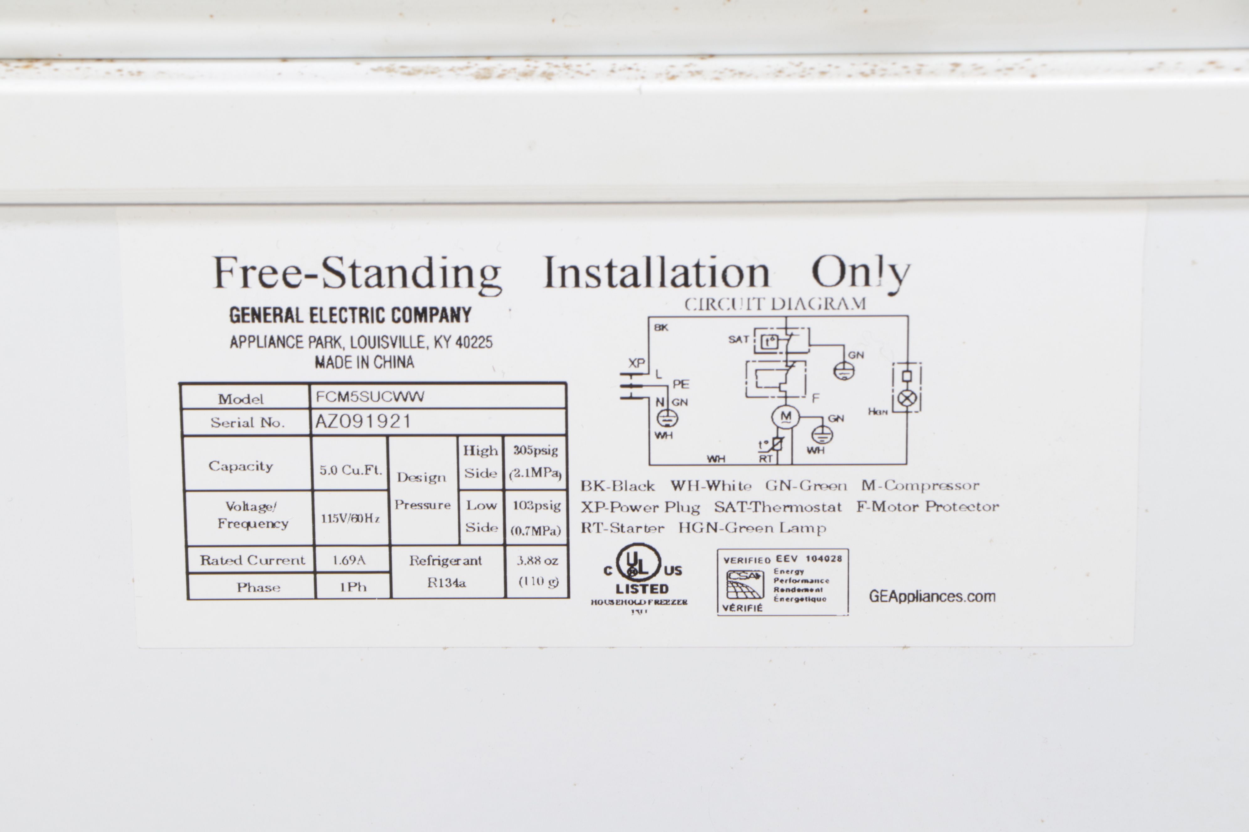 GE 5.0 Cu. Ft. White Chest Freezer