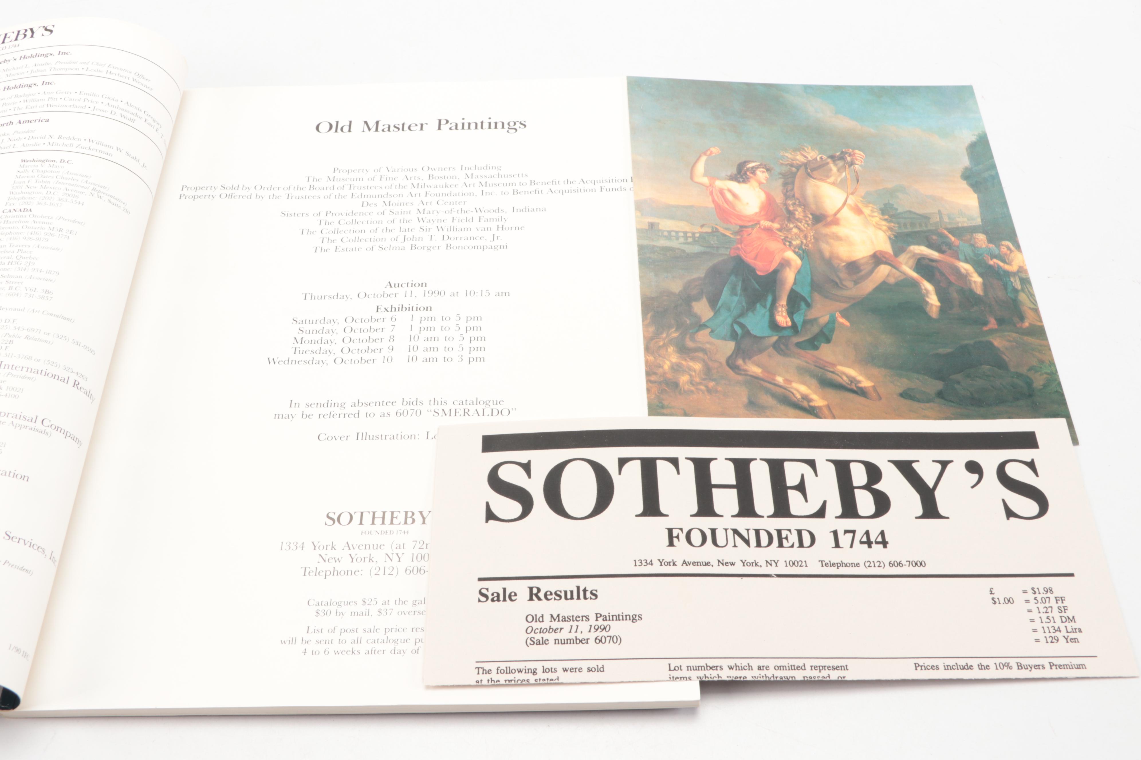 Sotheby's "Old Master Paintings" Auction Catalogs, Late 20th C.