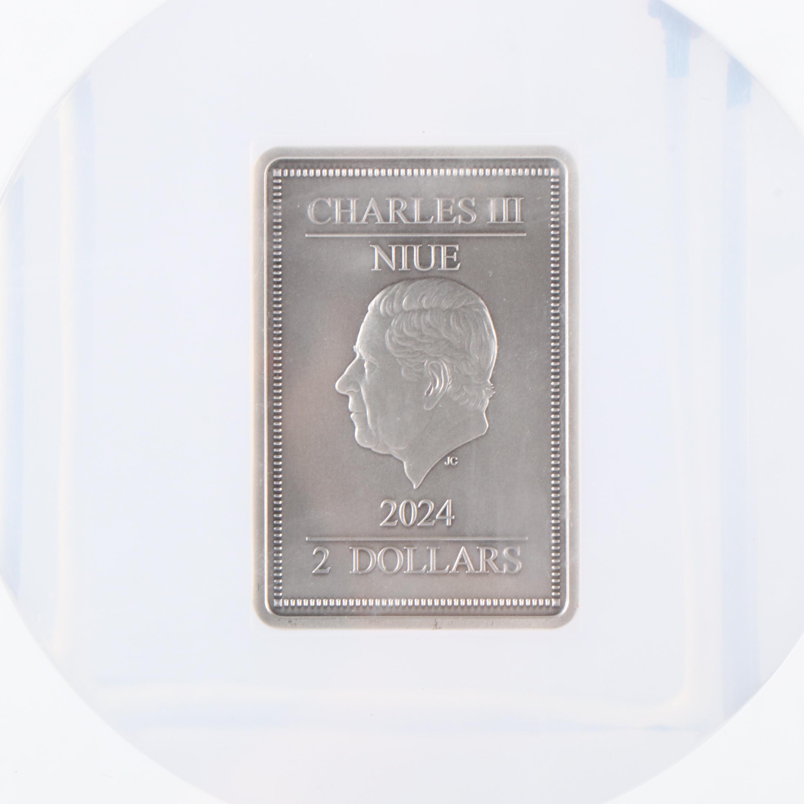 NGC MS70 Antiqued 2024 Nuie $2. Green Goblin Silver Coin