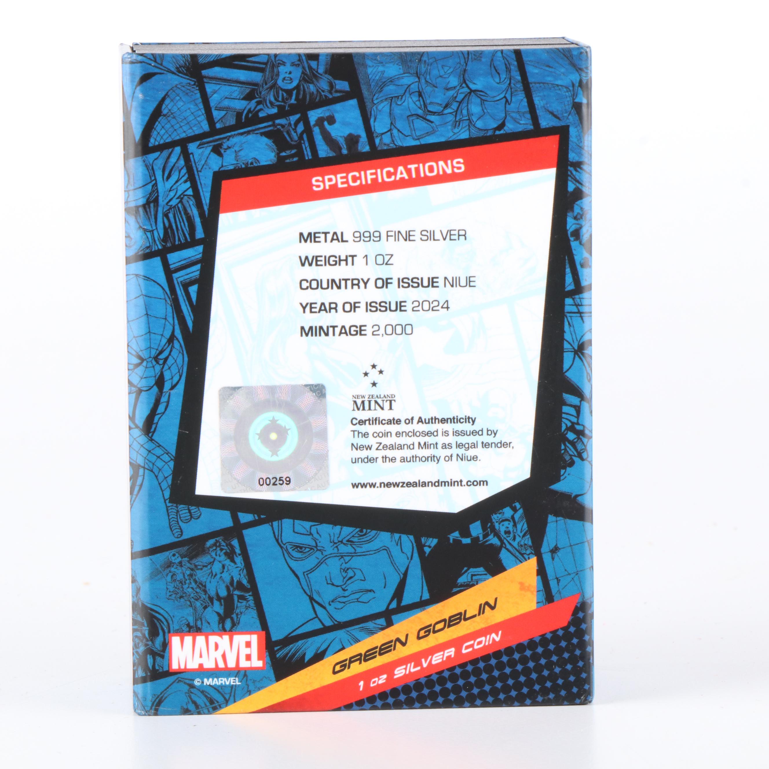 NGC MS70 Antiqued 2024 Nuie $2. Green Goblin Silver Coin