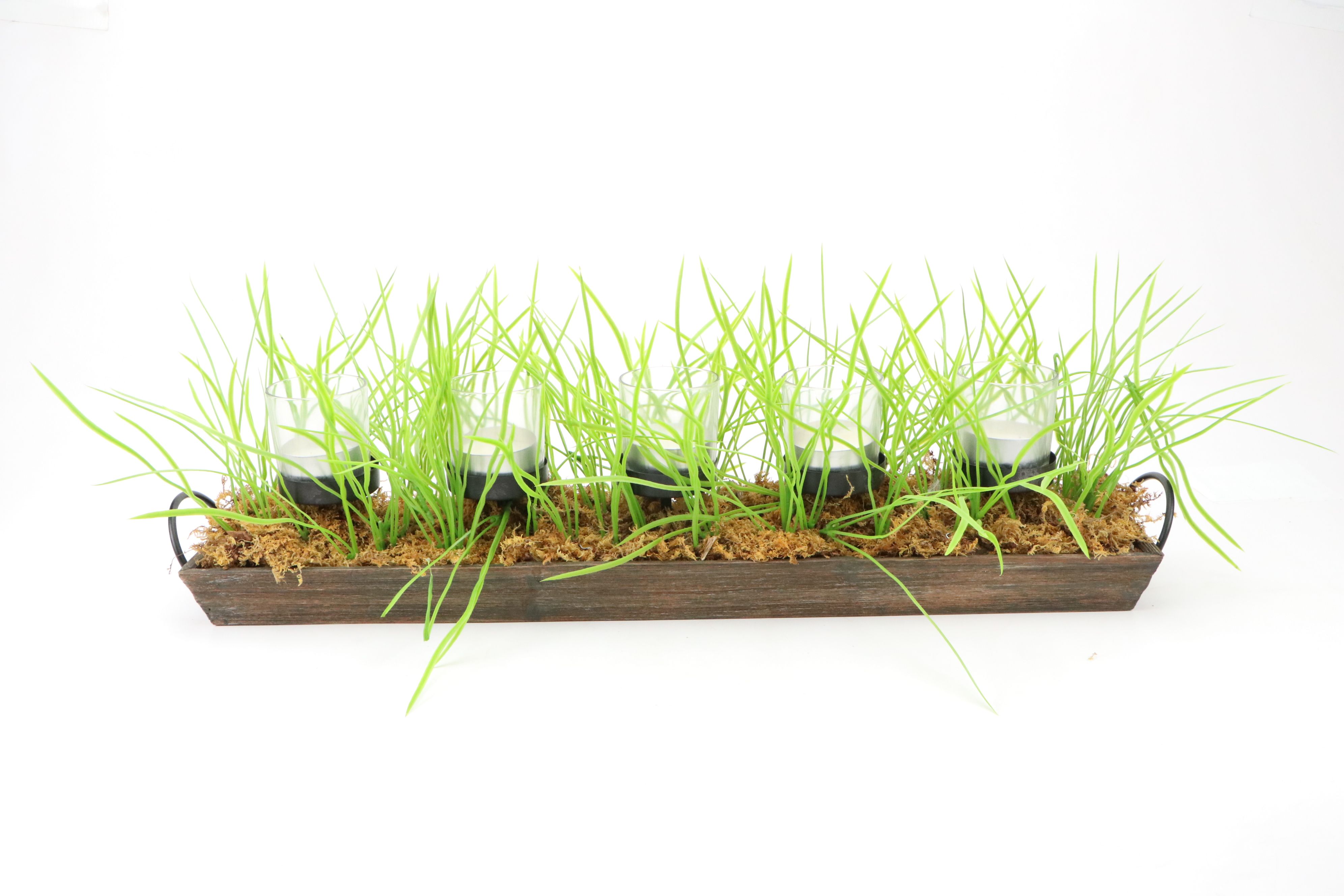 Dedham and Gail Pittman Ceramic Rabbits with Spring Grass Votive Candle Holder