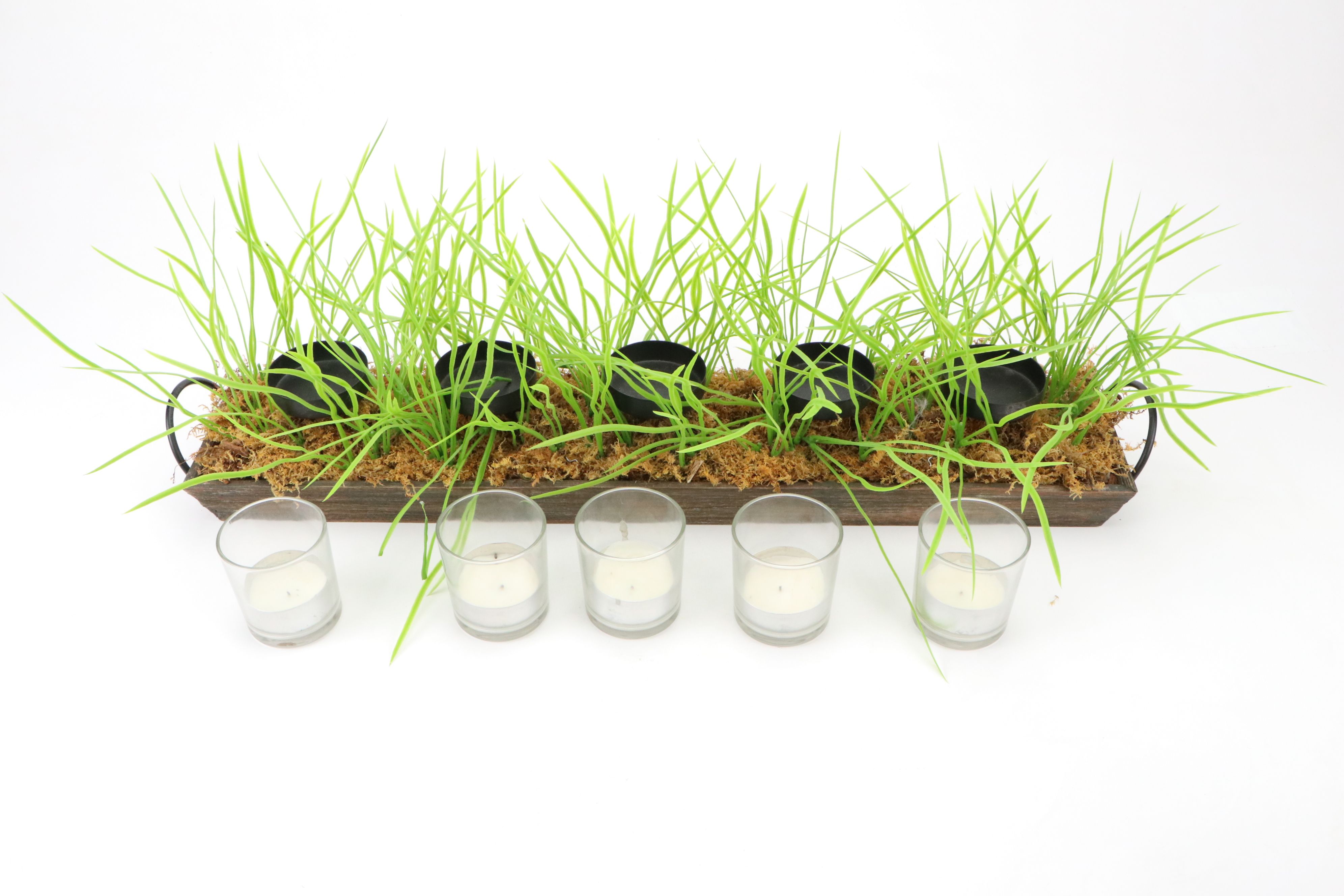 Dedham and Gail Pittman Ceramic Rabbits with Spring Grass Votive Candle Holder