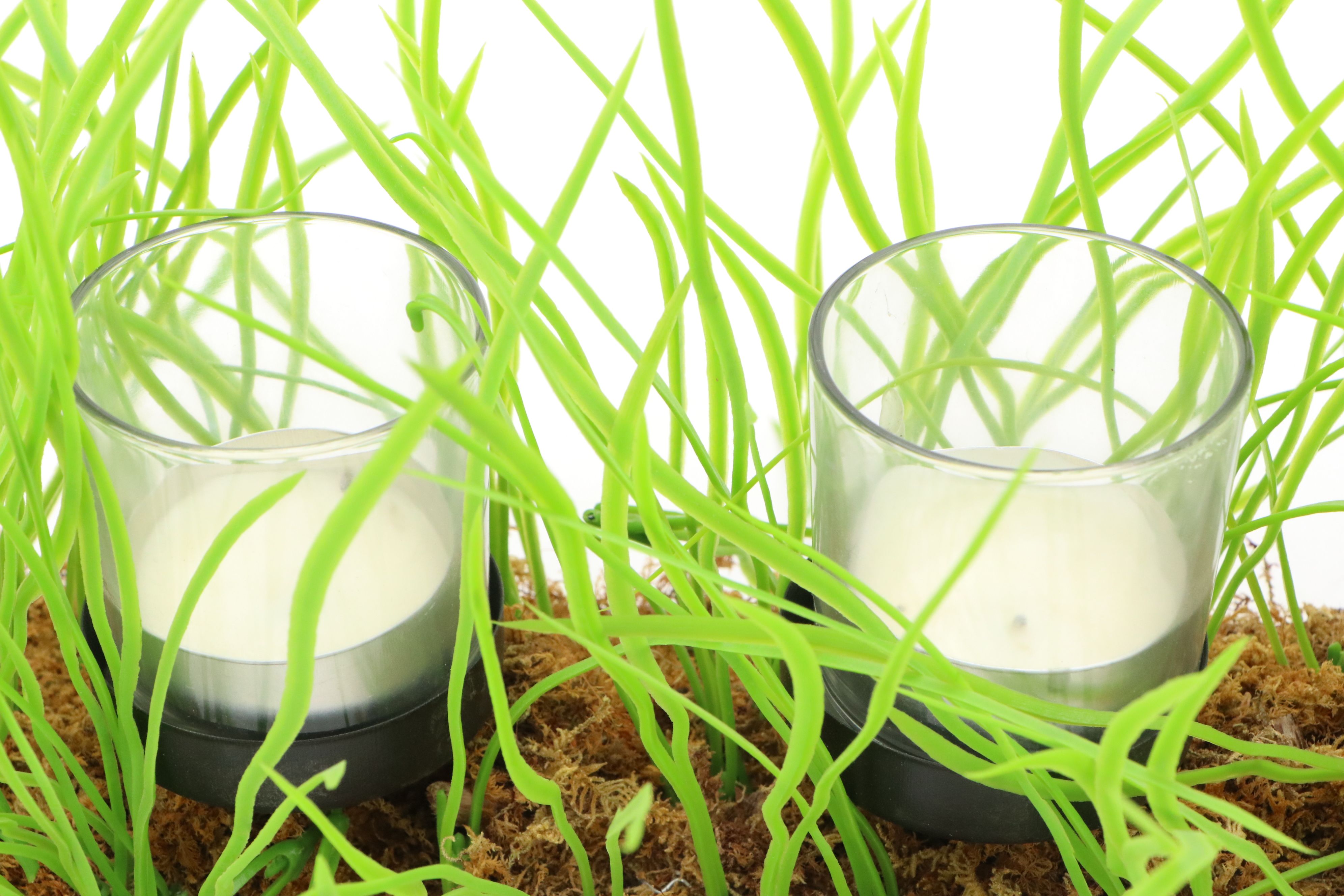 Dedham and Gail Pittman Ceramic Rabbits with Spring Grass Votive Candle Holder