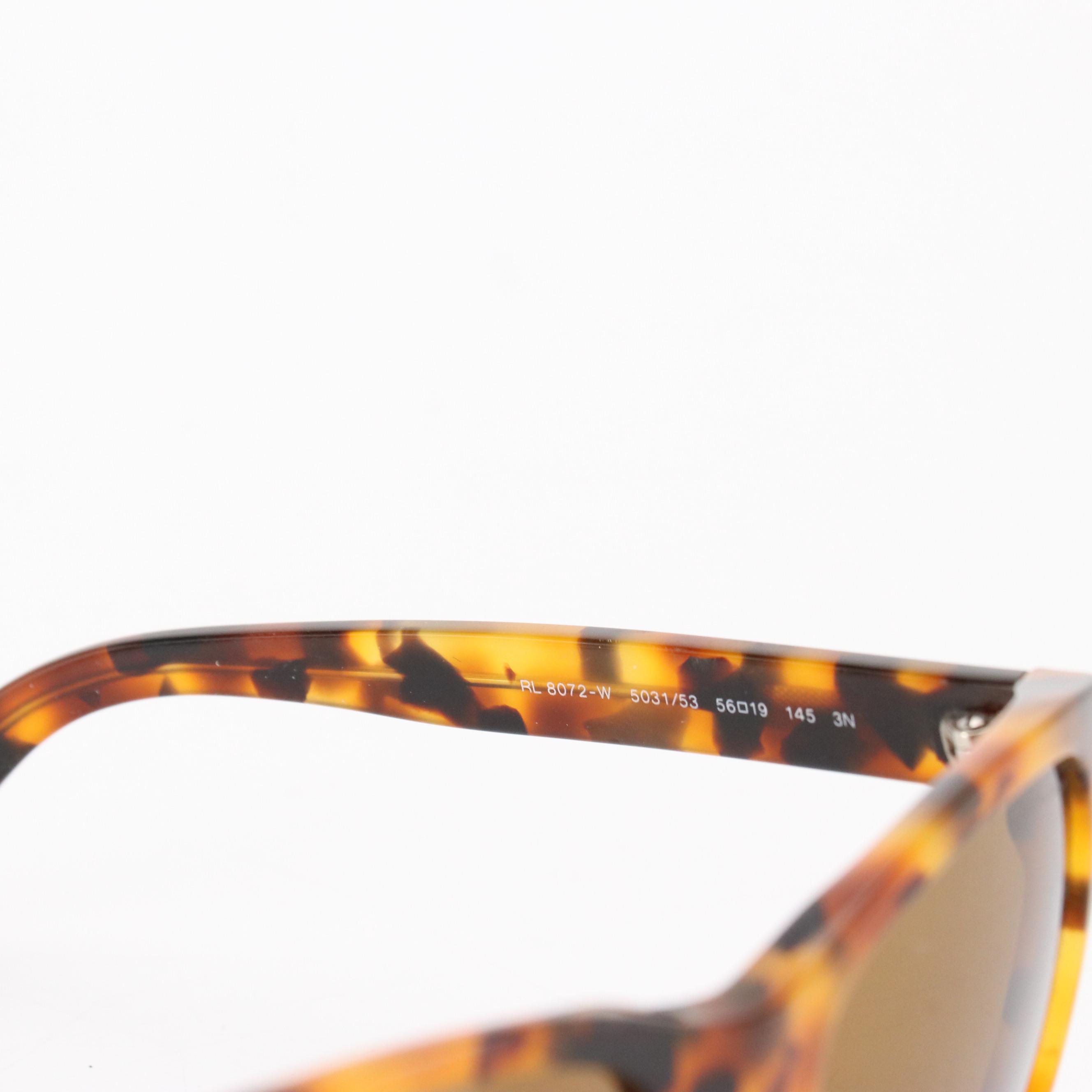 Ralph Lauren RL 8072-W 5031/53 Antique Tortoise Style Square Sunglasses in Case