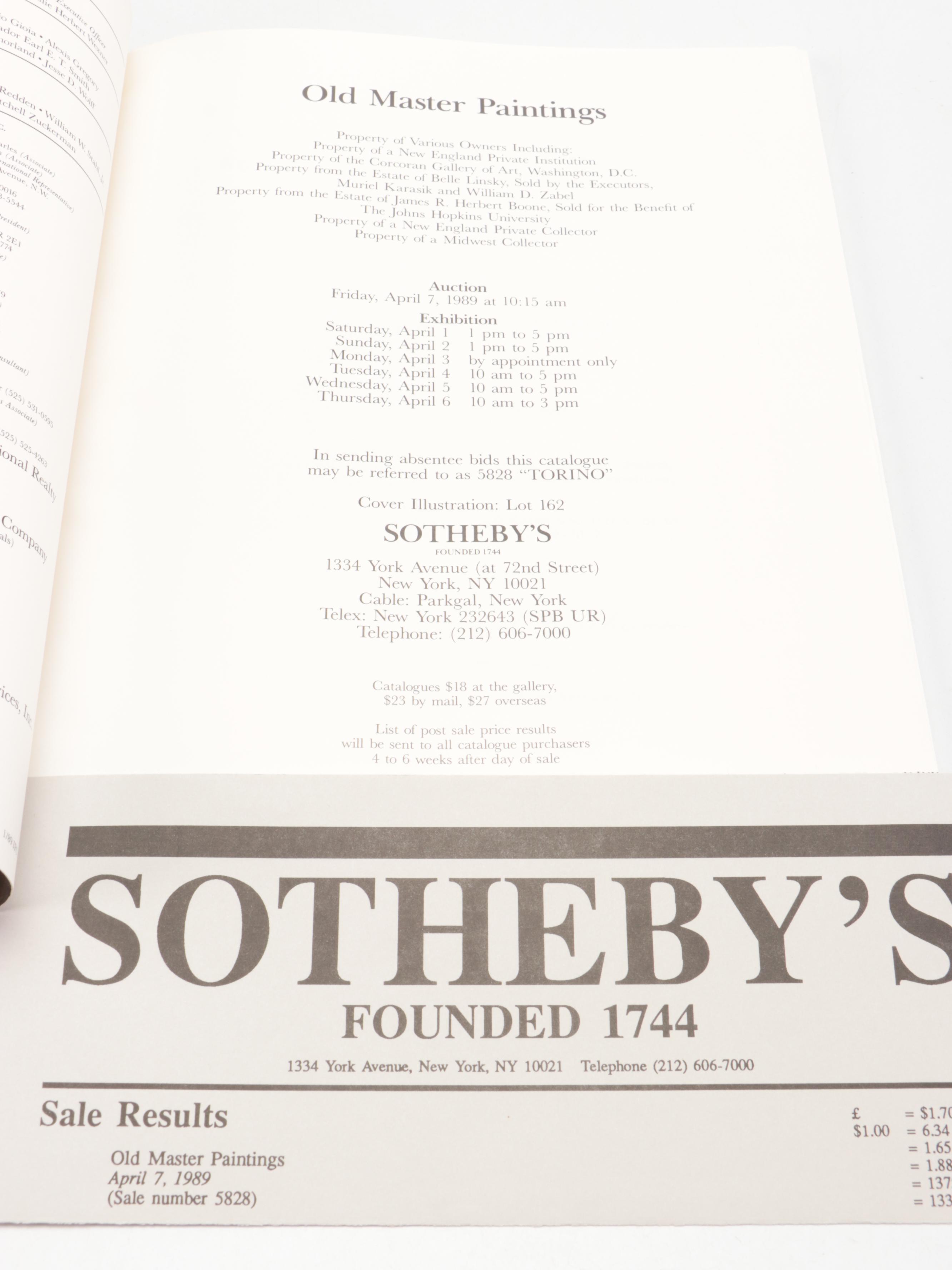 Sotheby's Old Master Drawings and Paintings Auction Catalogs, Late 20th C.