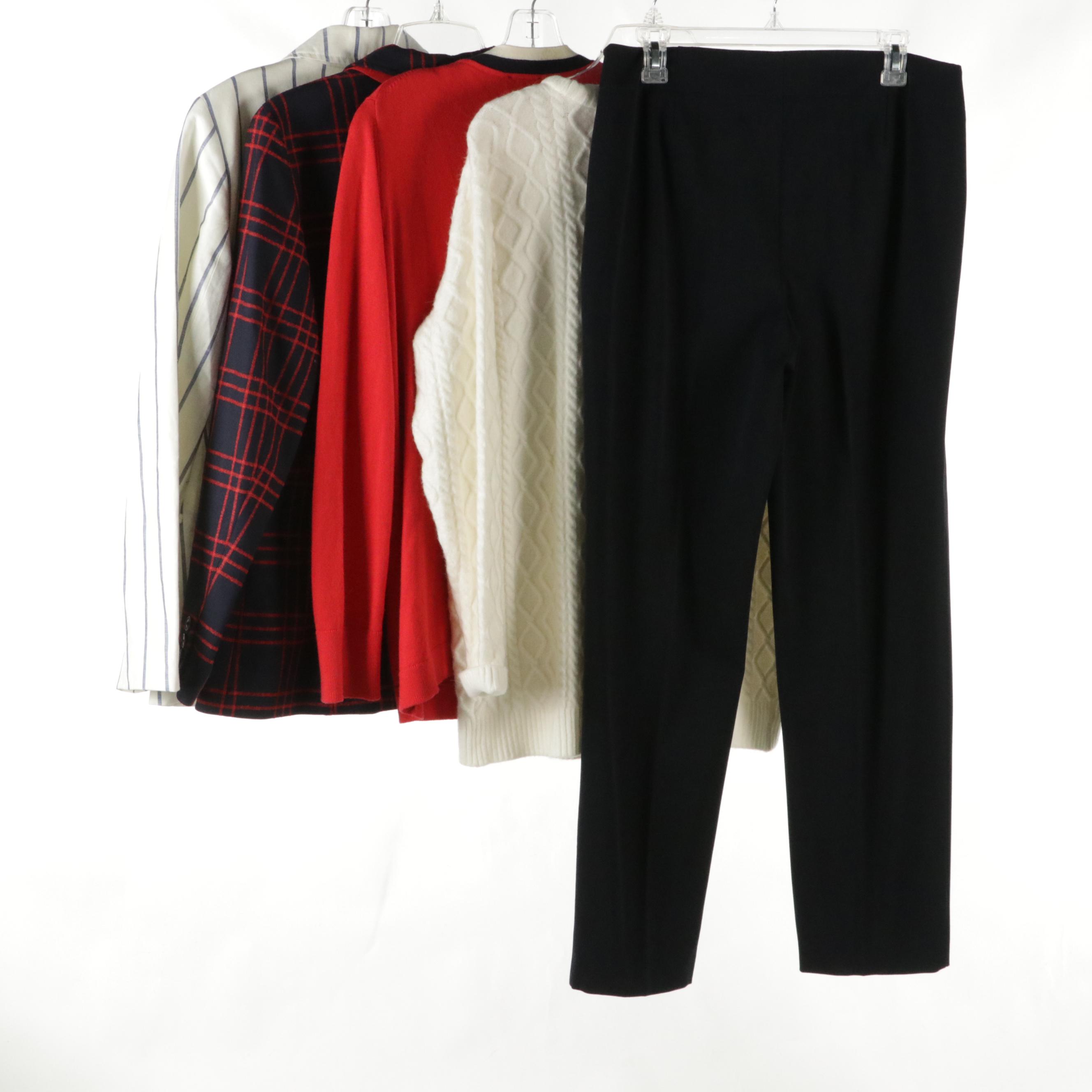 Talbots Plaid and Striped Blazers, Knit Cardigans and Dress Pants, With Tags
