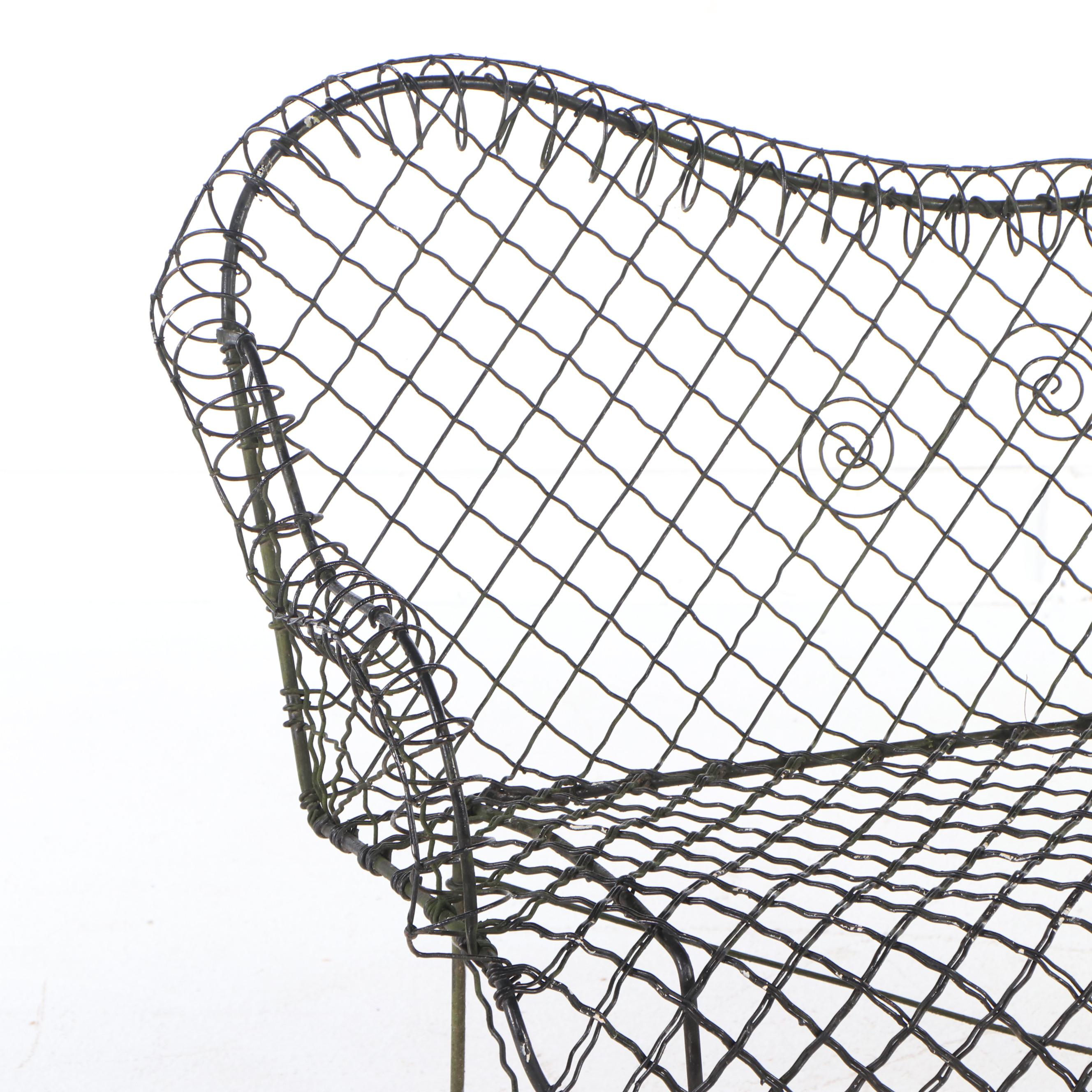 French Wire Style Garden Bench, 20th Century