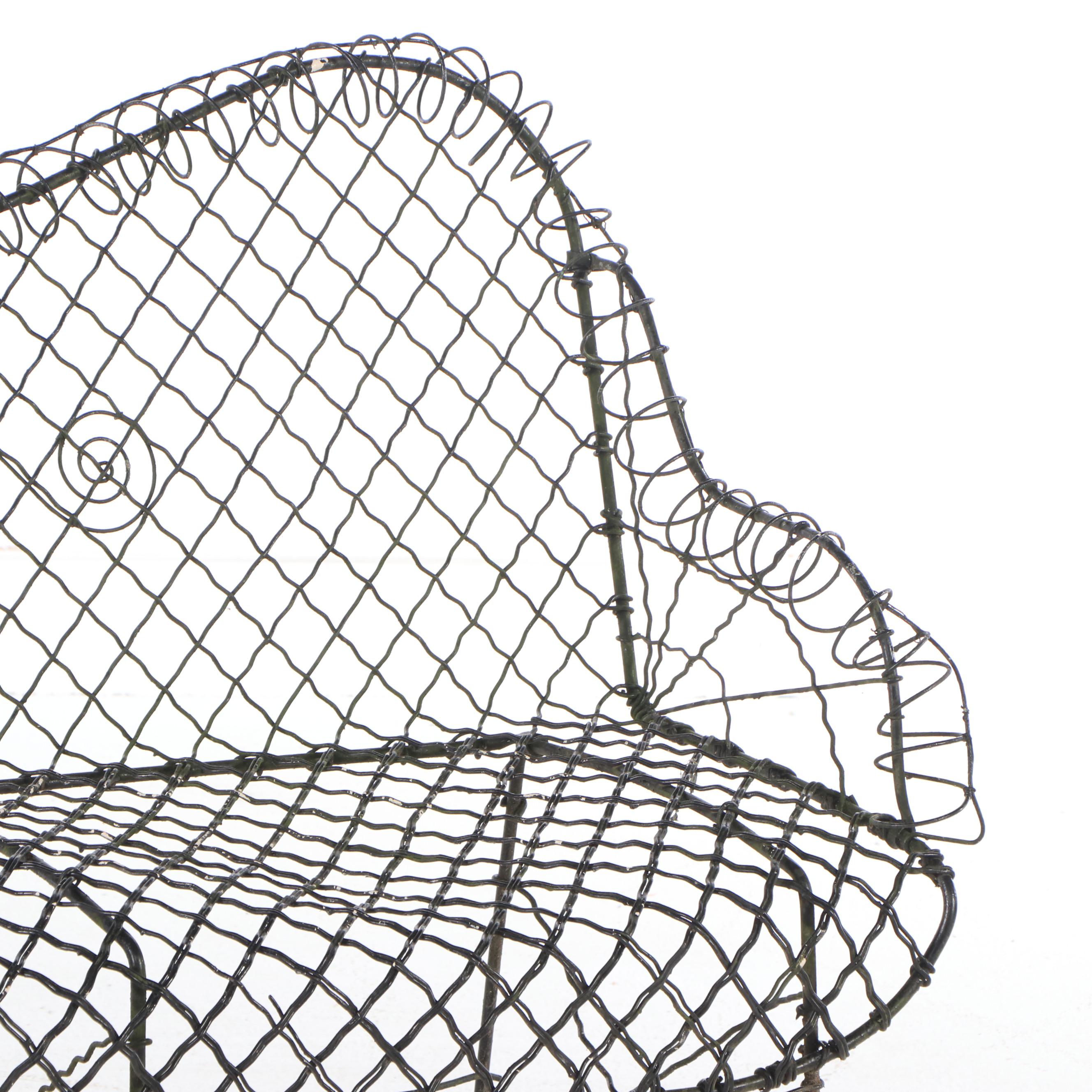 French Wire Style Garden Bench, 20th Century