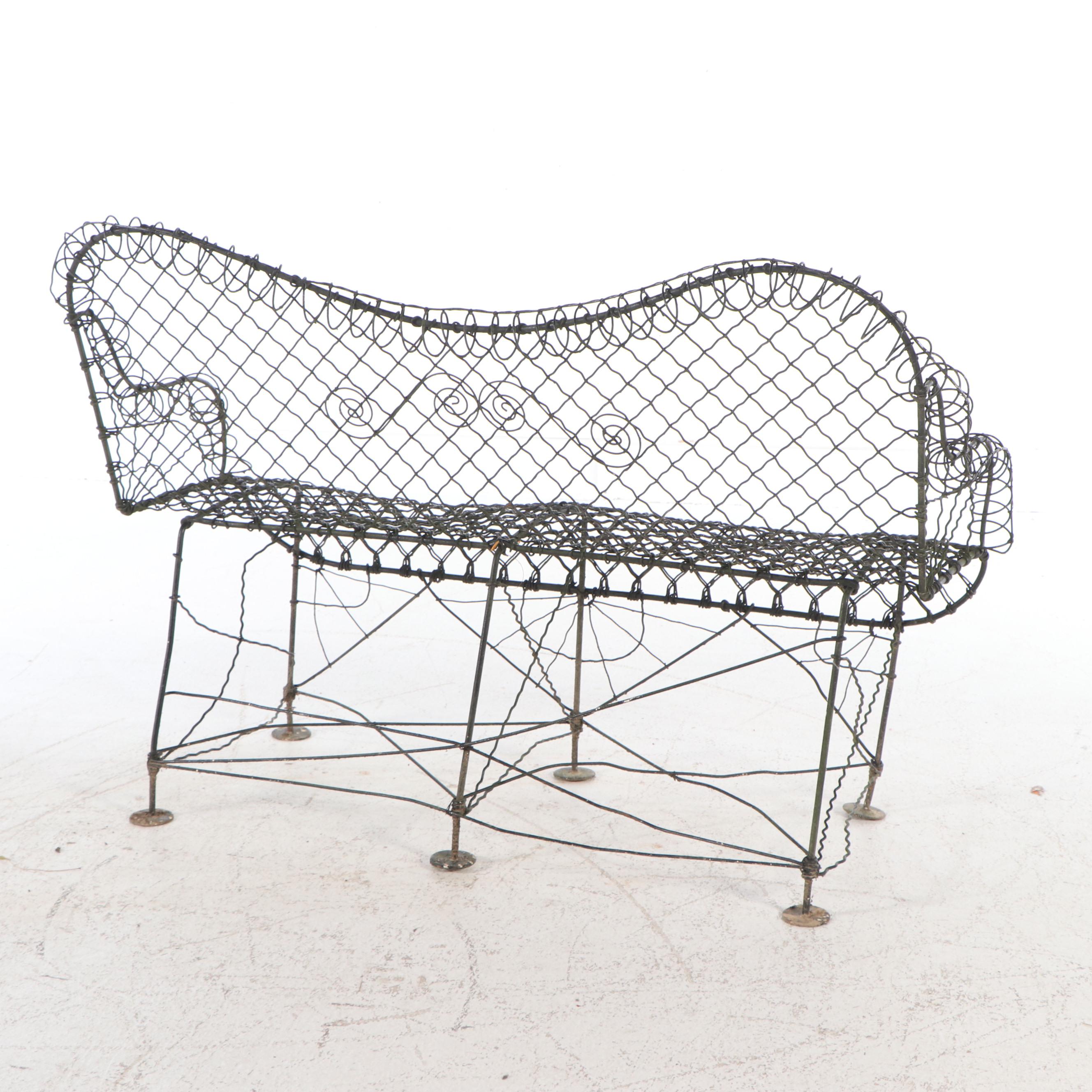 French Wire Style Garden Bench, 20th Century