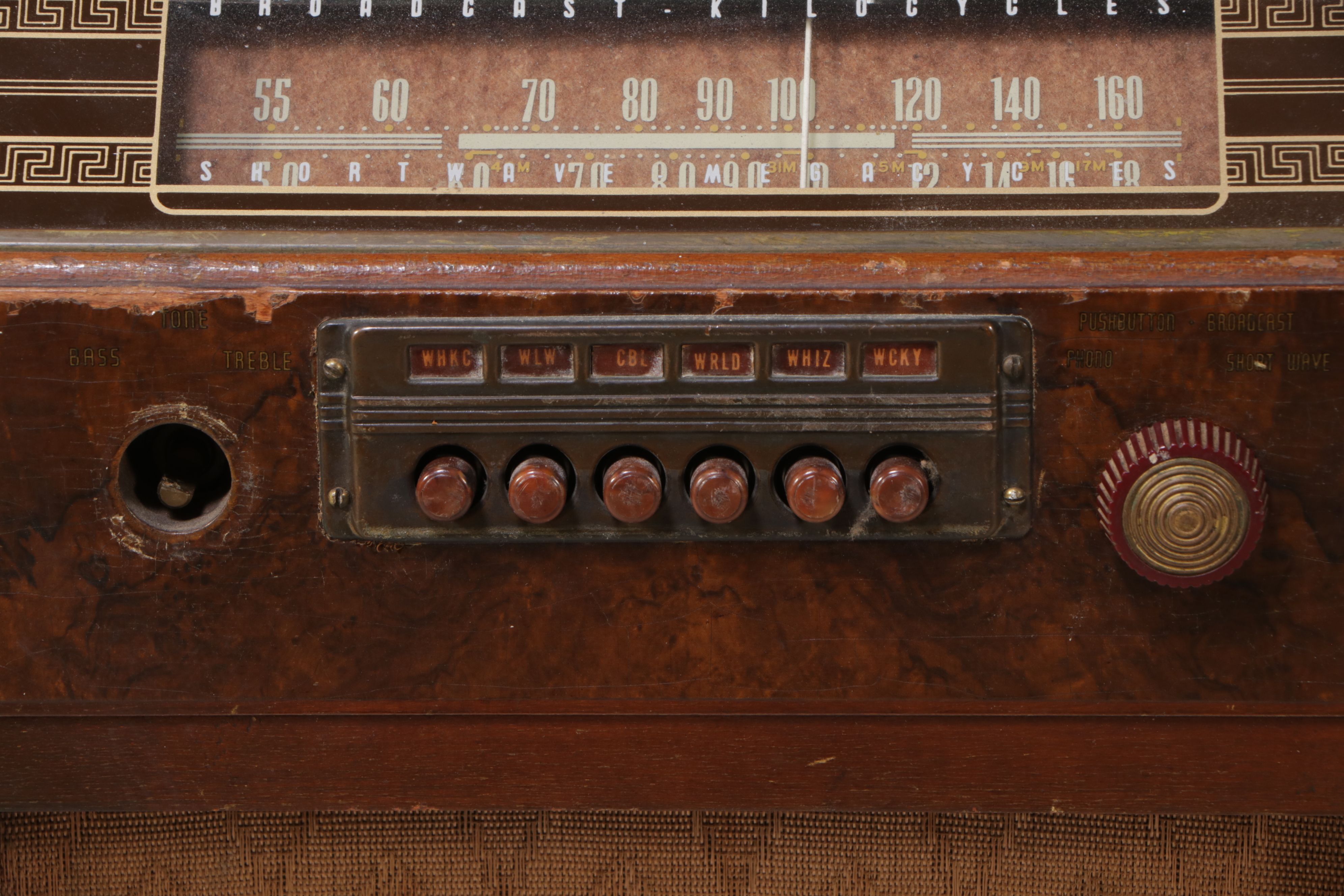 Westinghouse Console Burlwood and Bakelite Floor Model Radio