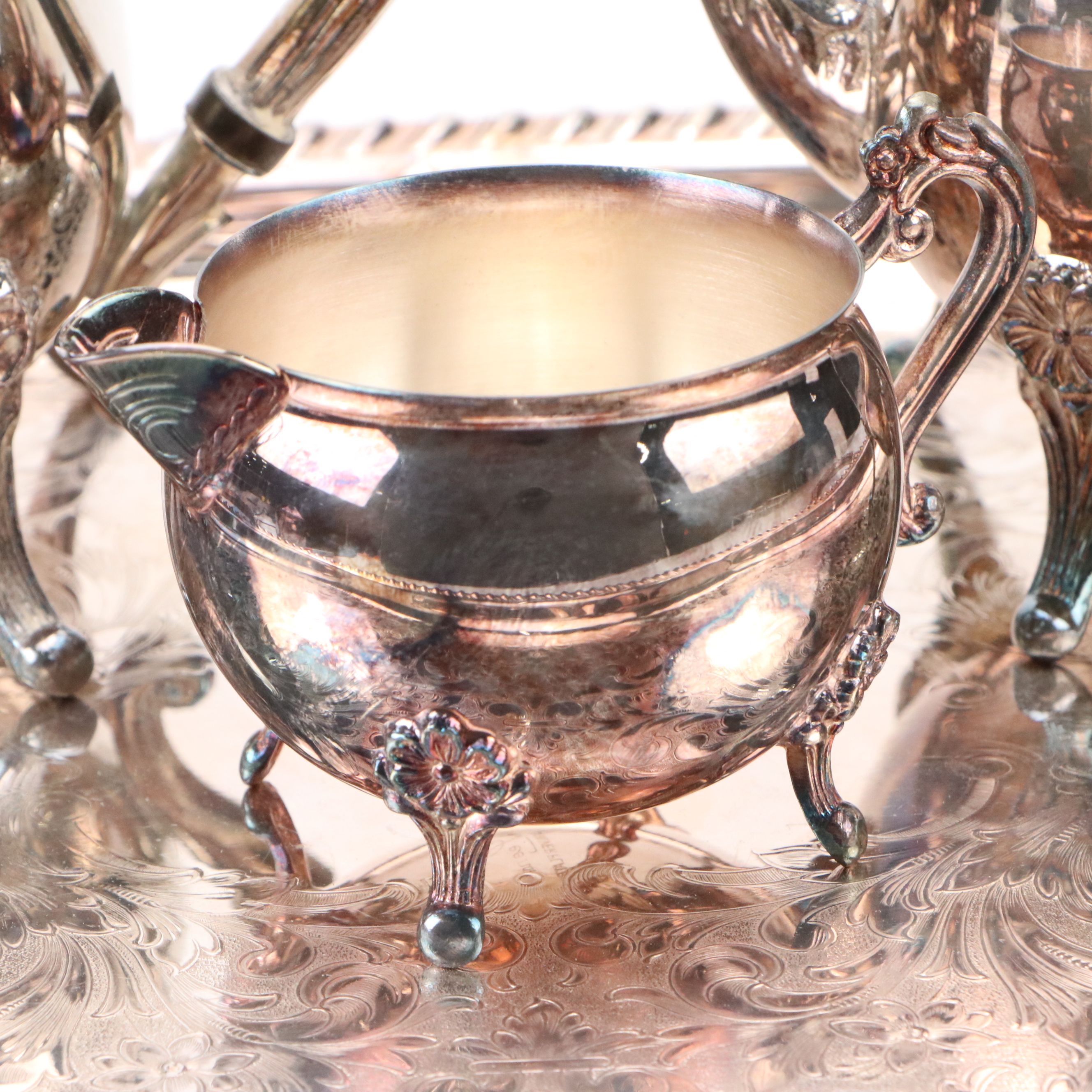 Leonard Silver Plate Footed Coffee Service with Tray