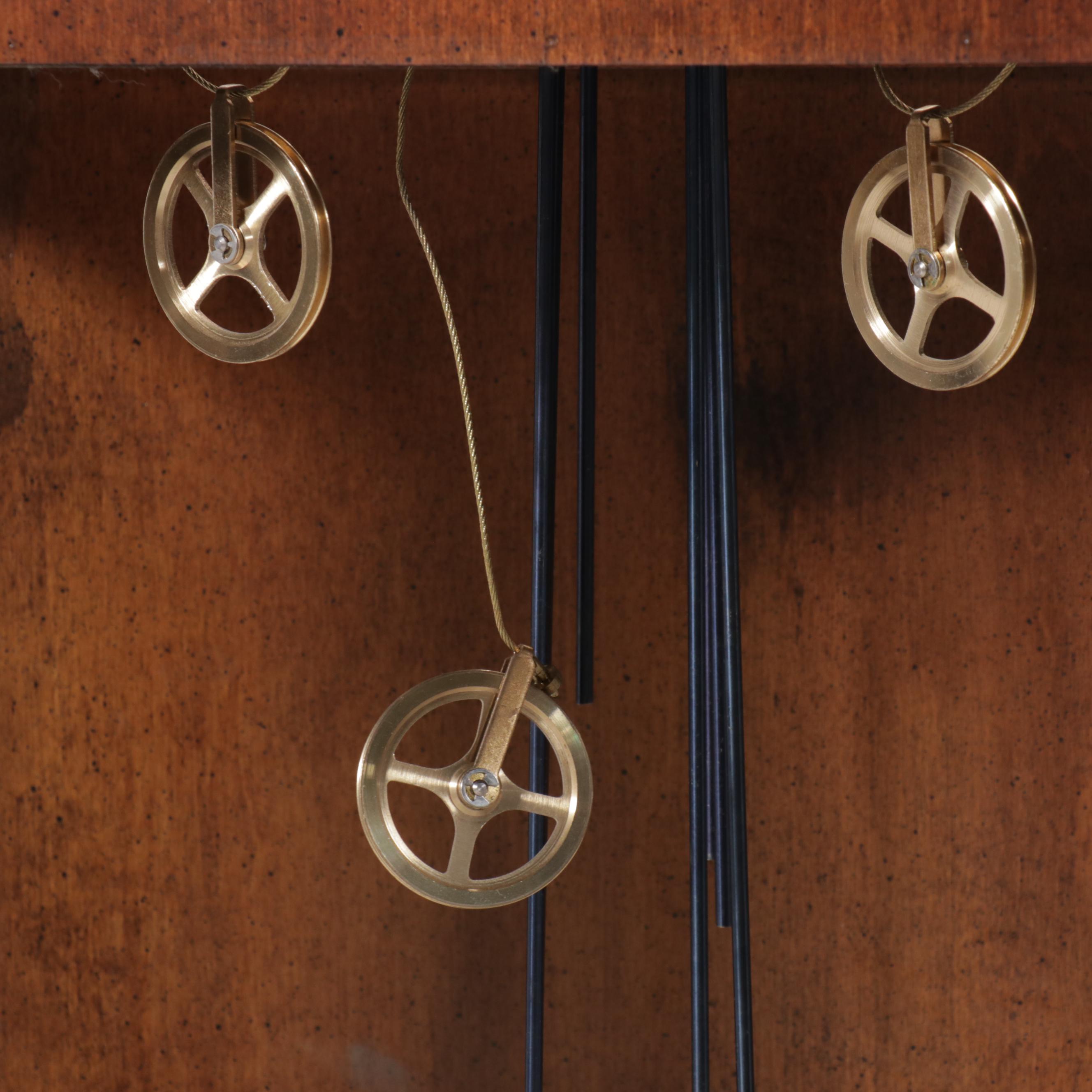 Pearl Mahogany and Burl Finished Wooden Grandfather Clock, 1980s