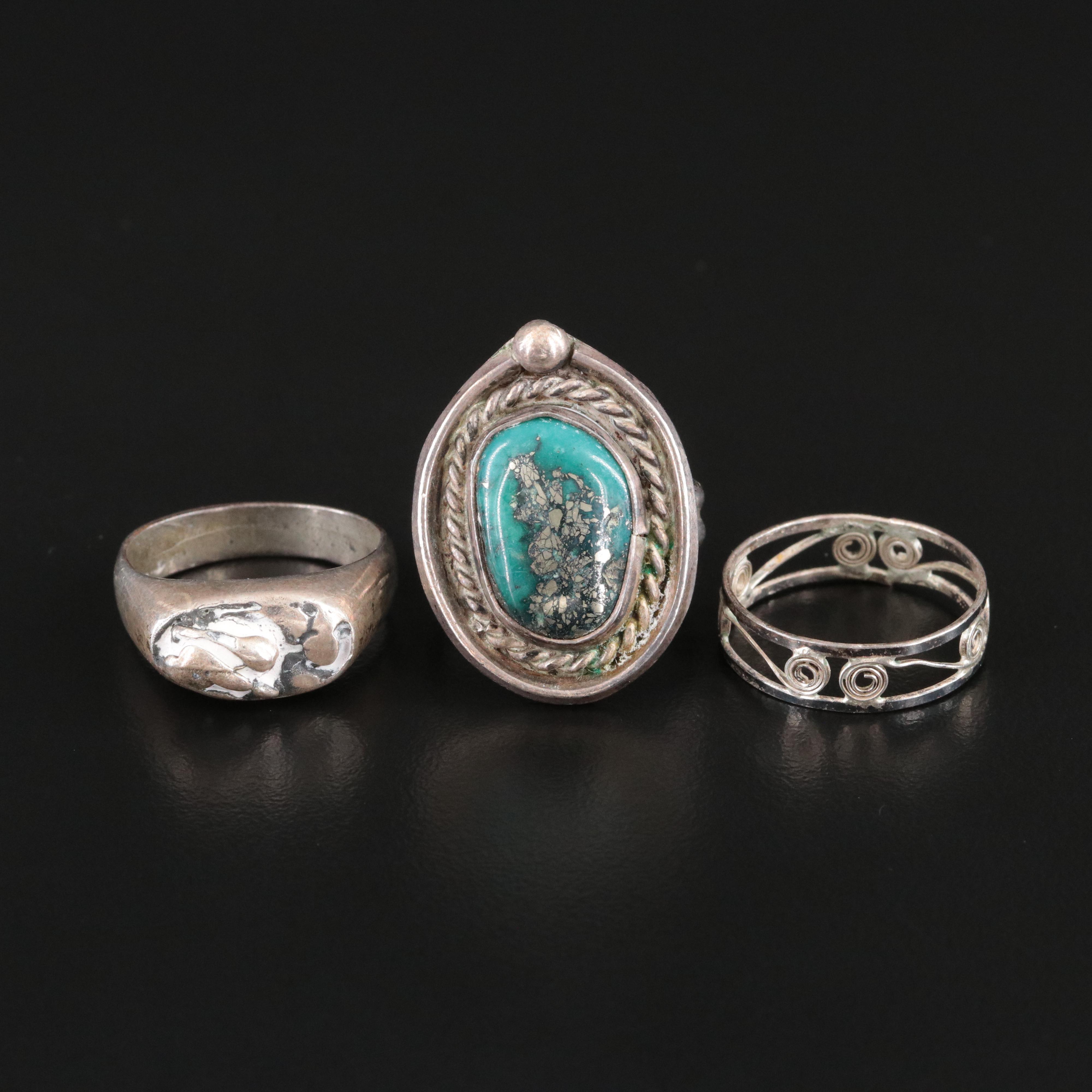 Sterling Ring Trio Featuring Turquoise