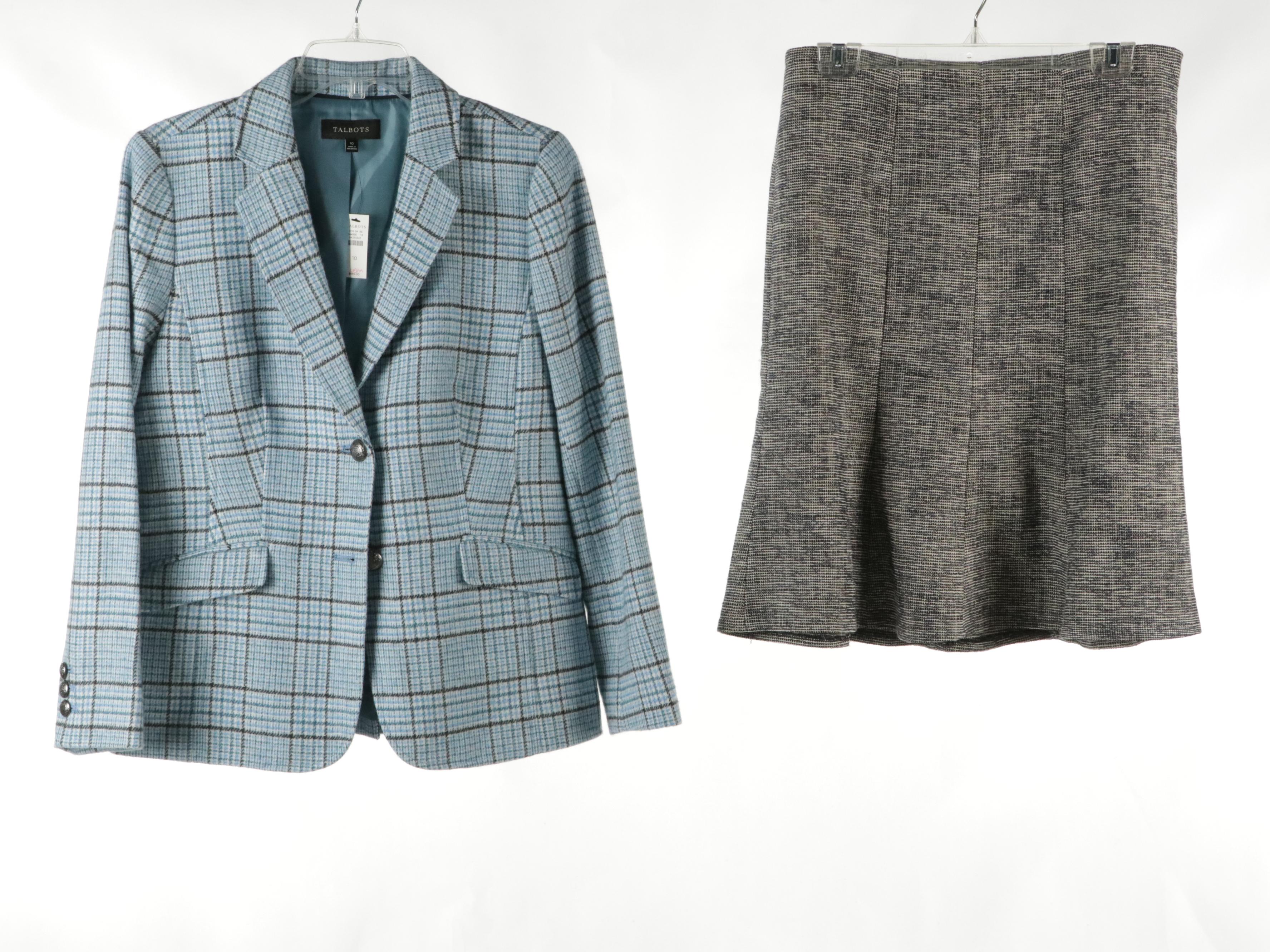 Talbots Wool Blazers, Gray Linen Signature Trousers, Flared Skirt & Top w/ Tags