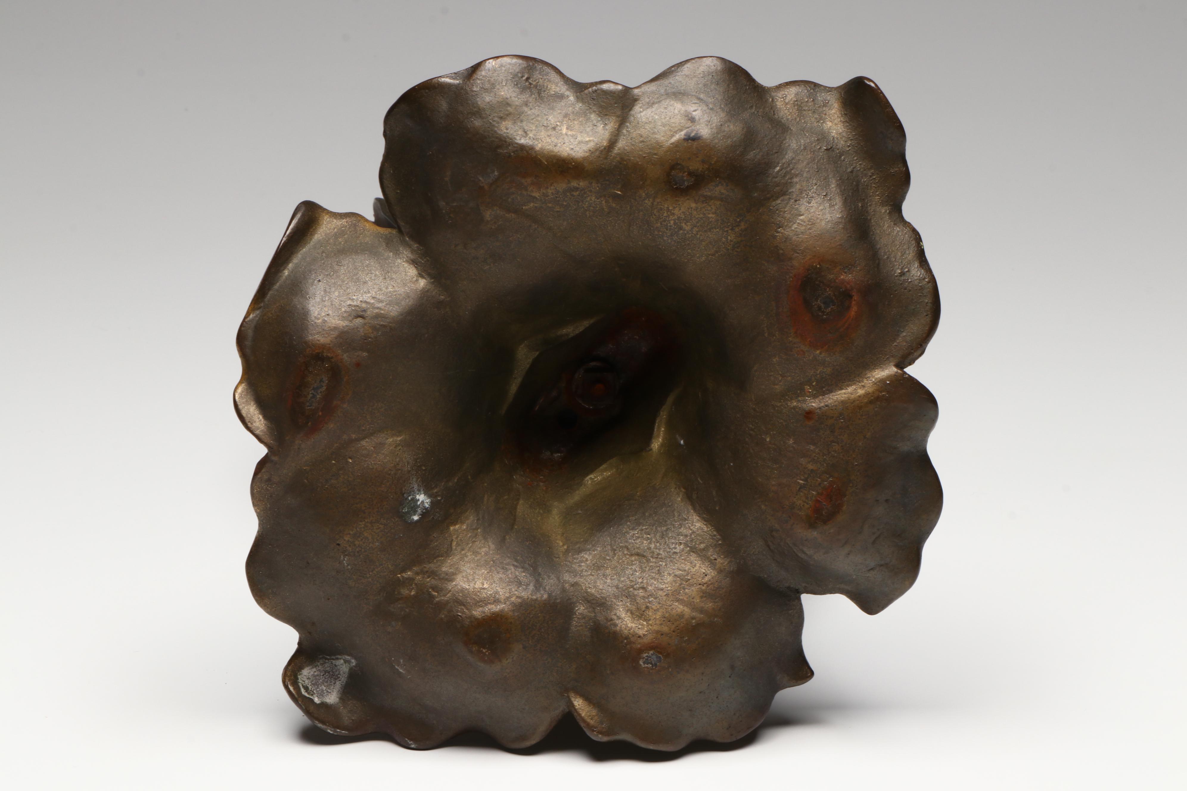 French Art Nouveau Style Two Nymphs Bronzed Metal Vase with Glass Insert