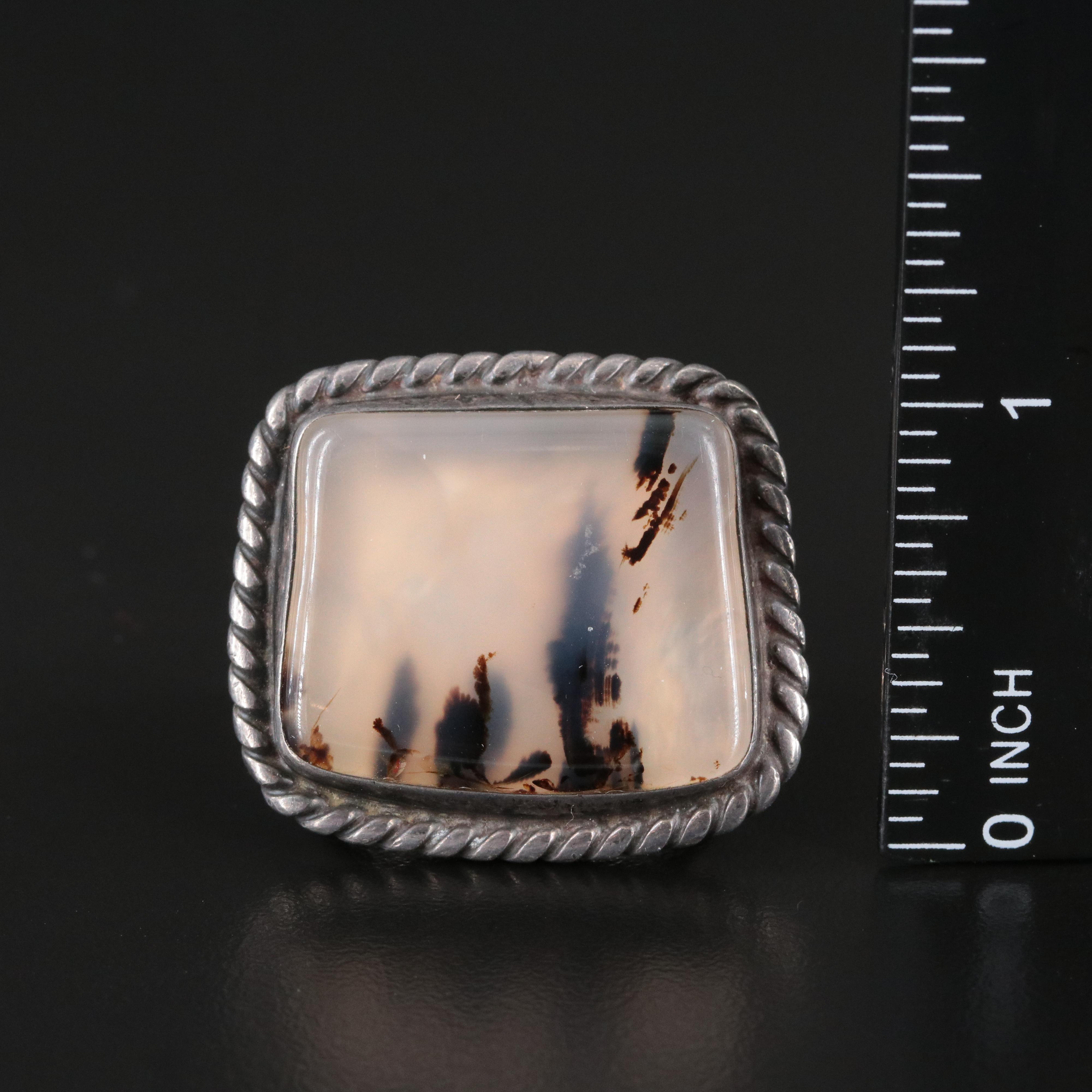 Vintage Southwestern Sterling Agate Ring Trio