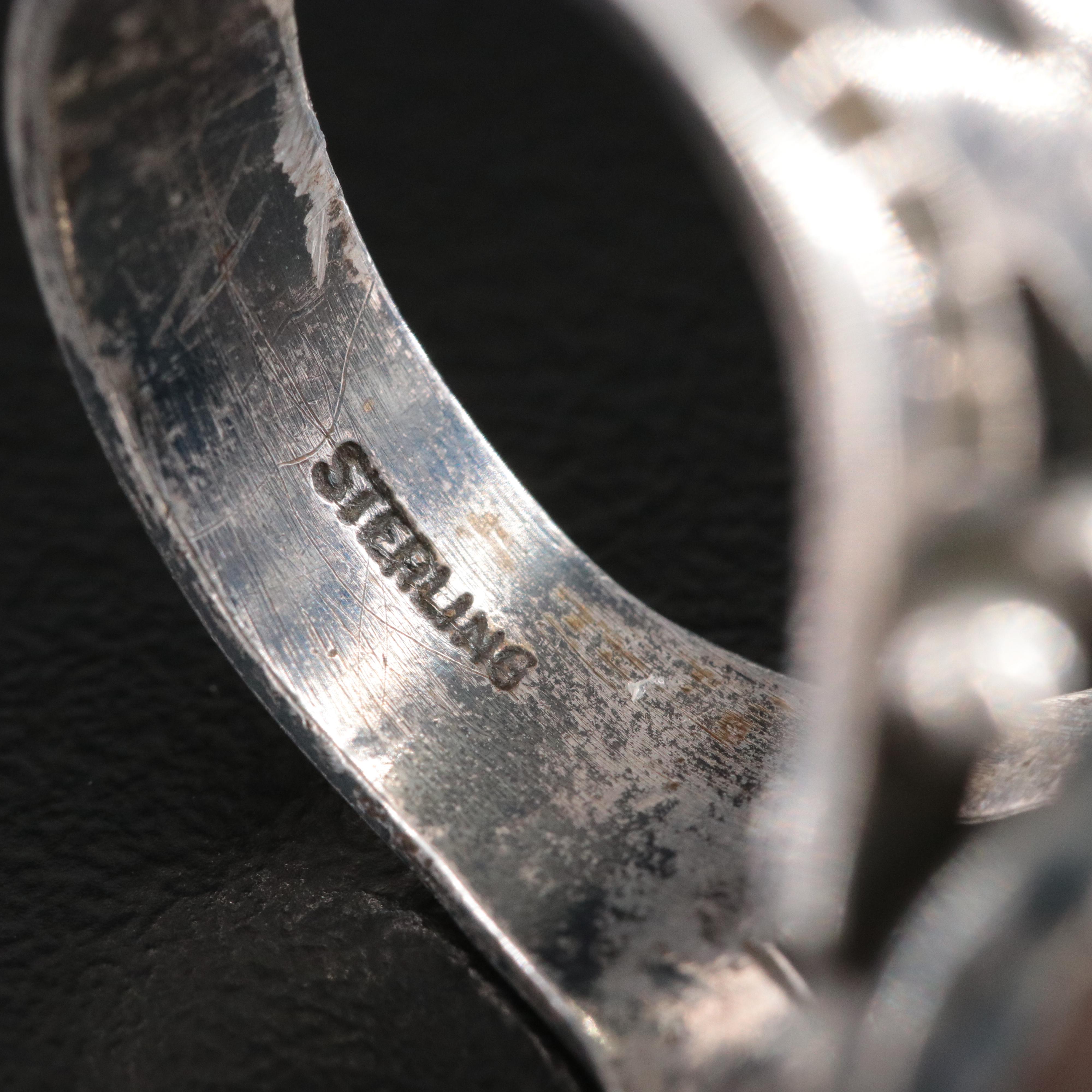 Vintage Southwestern Sterling Agate Ring Trio