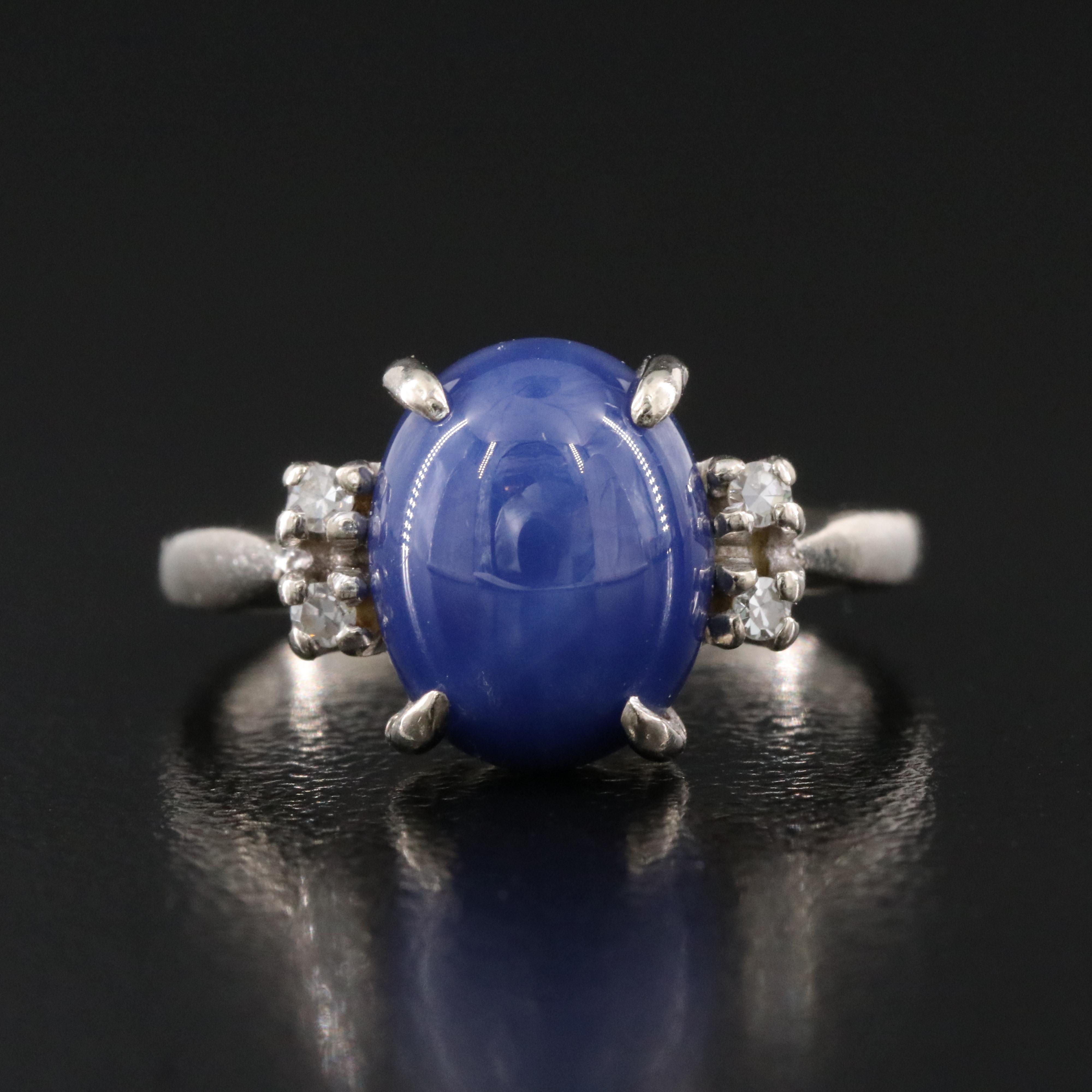 14K Star Sapphire and Diamond Ring