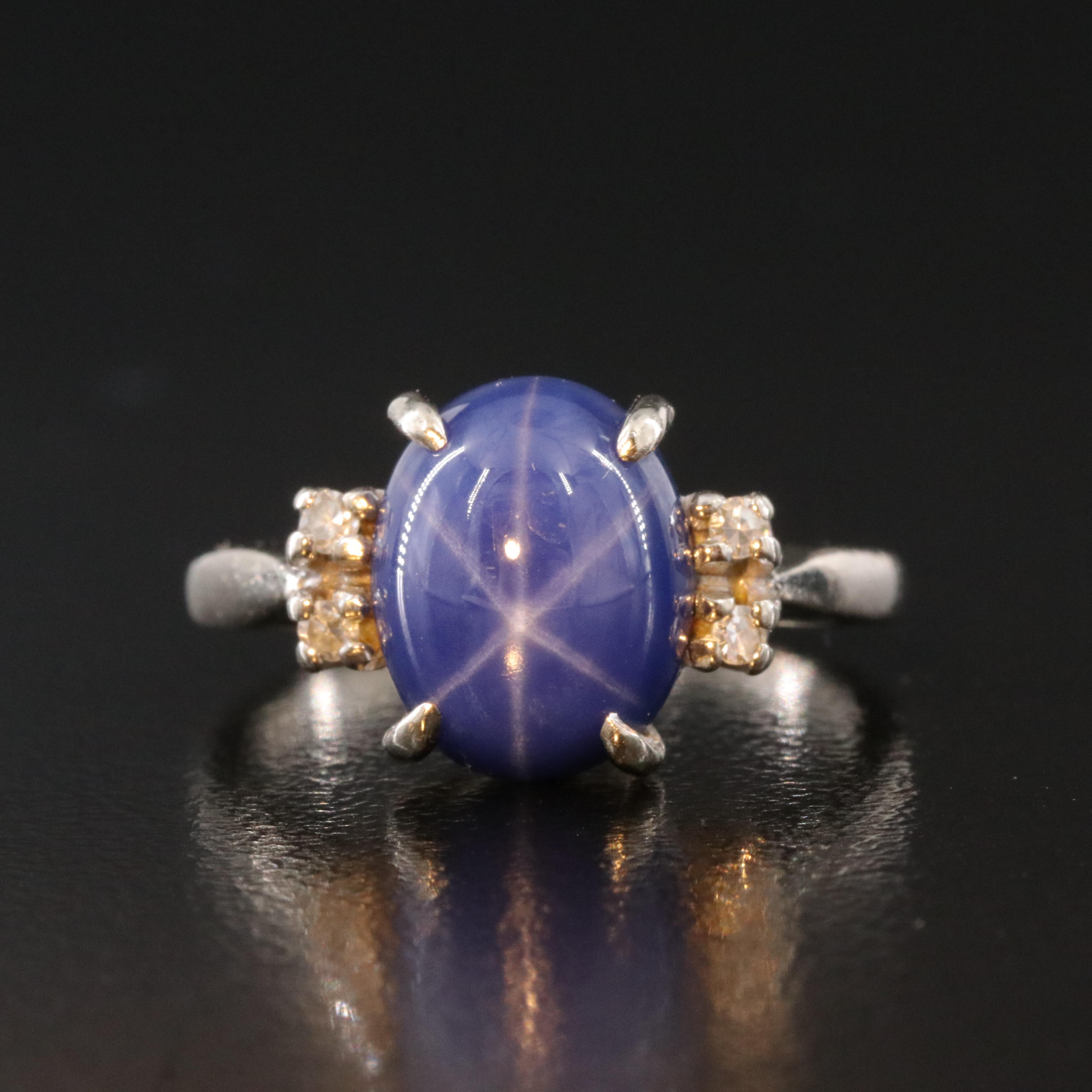 14K Star Sapphire and Diamond Ring