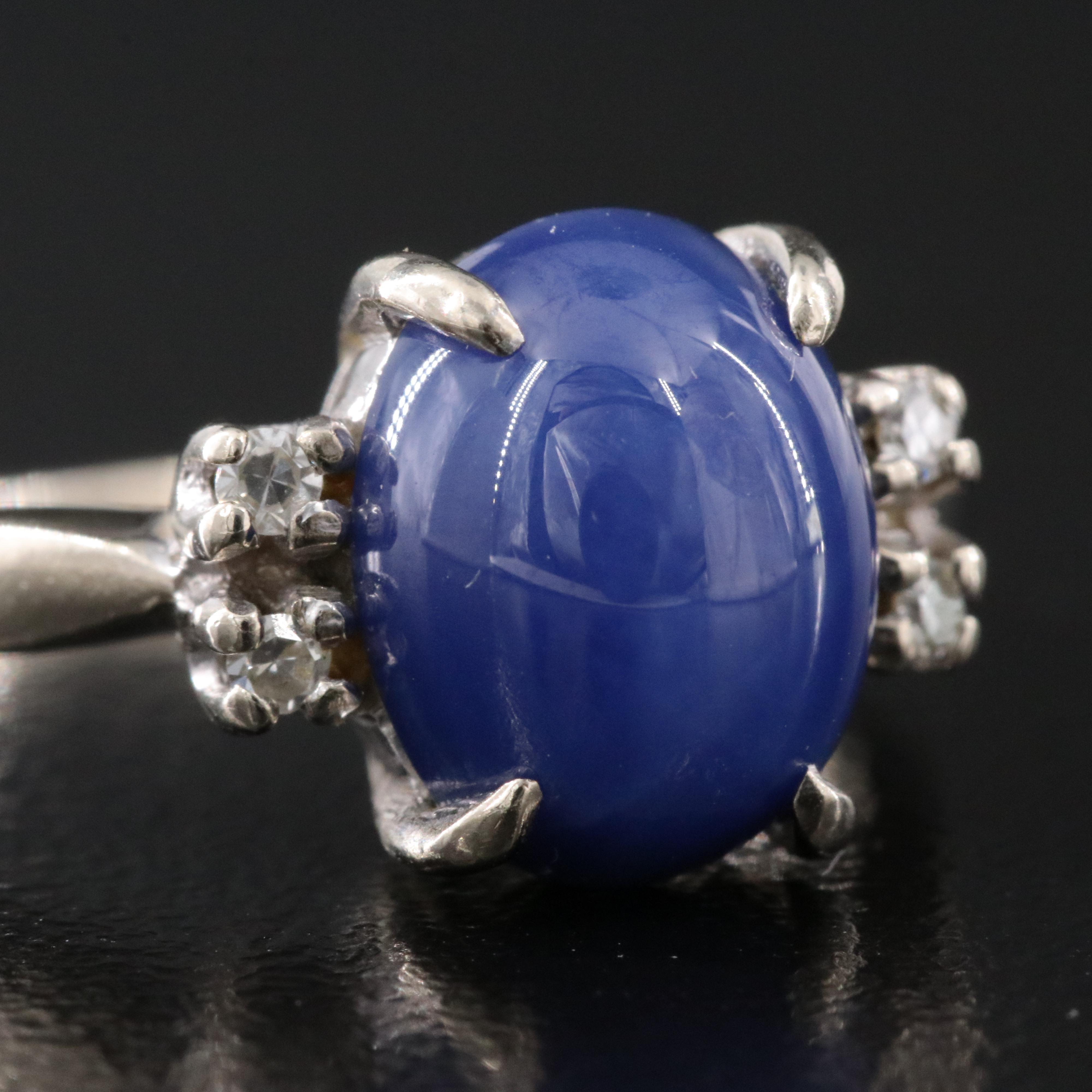 14K Star Sapphire and Diamond Ring