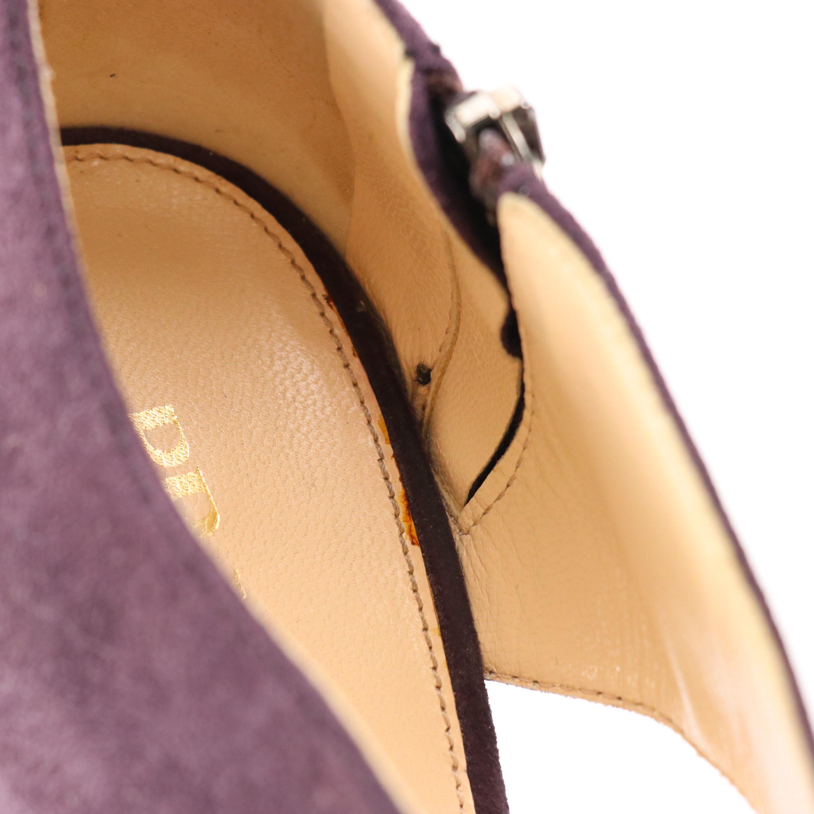 Prada Cutout Peep-Toe Pumps in Plum Purple Suede