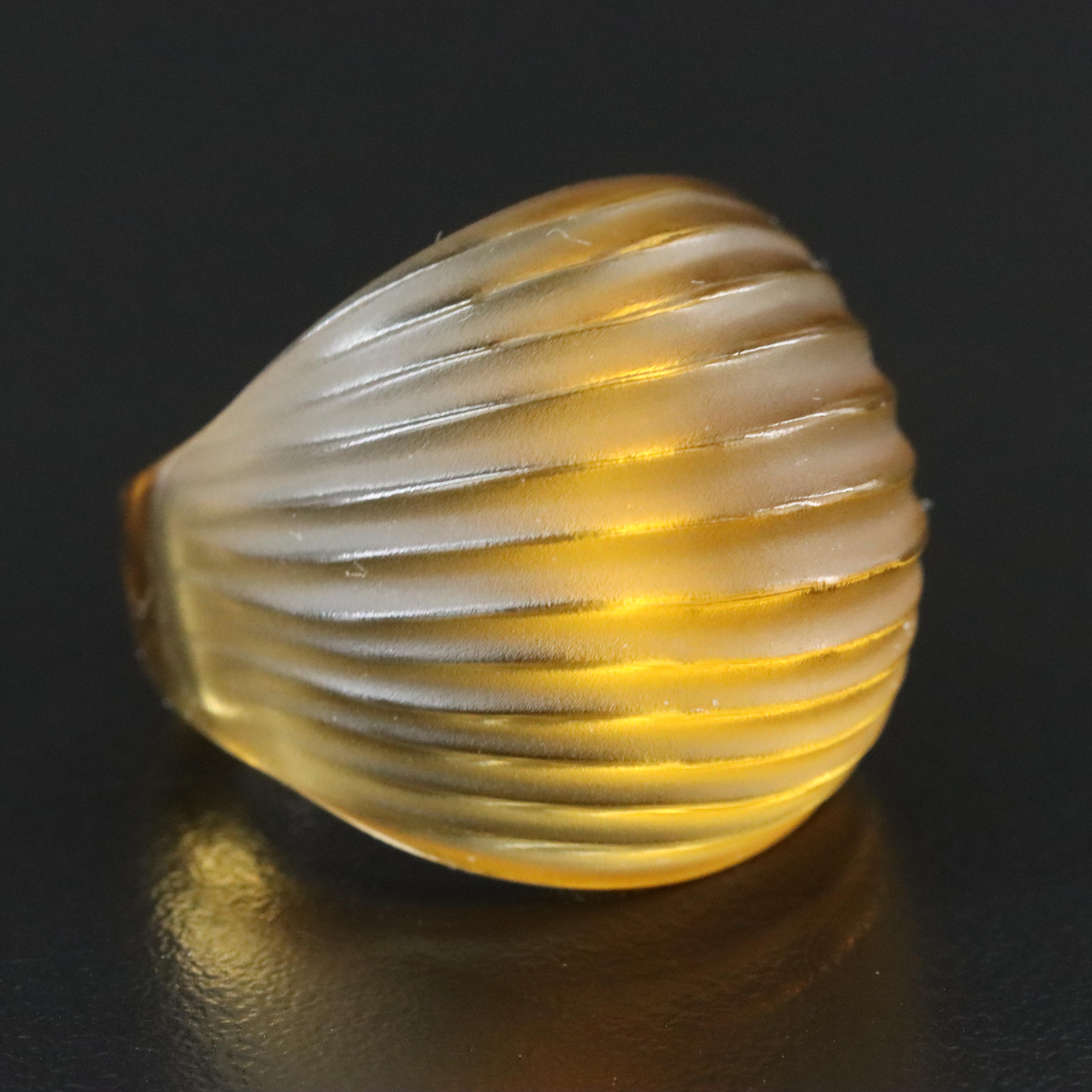 Lalique Crystal Fluted Dome Ring