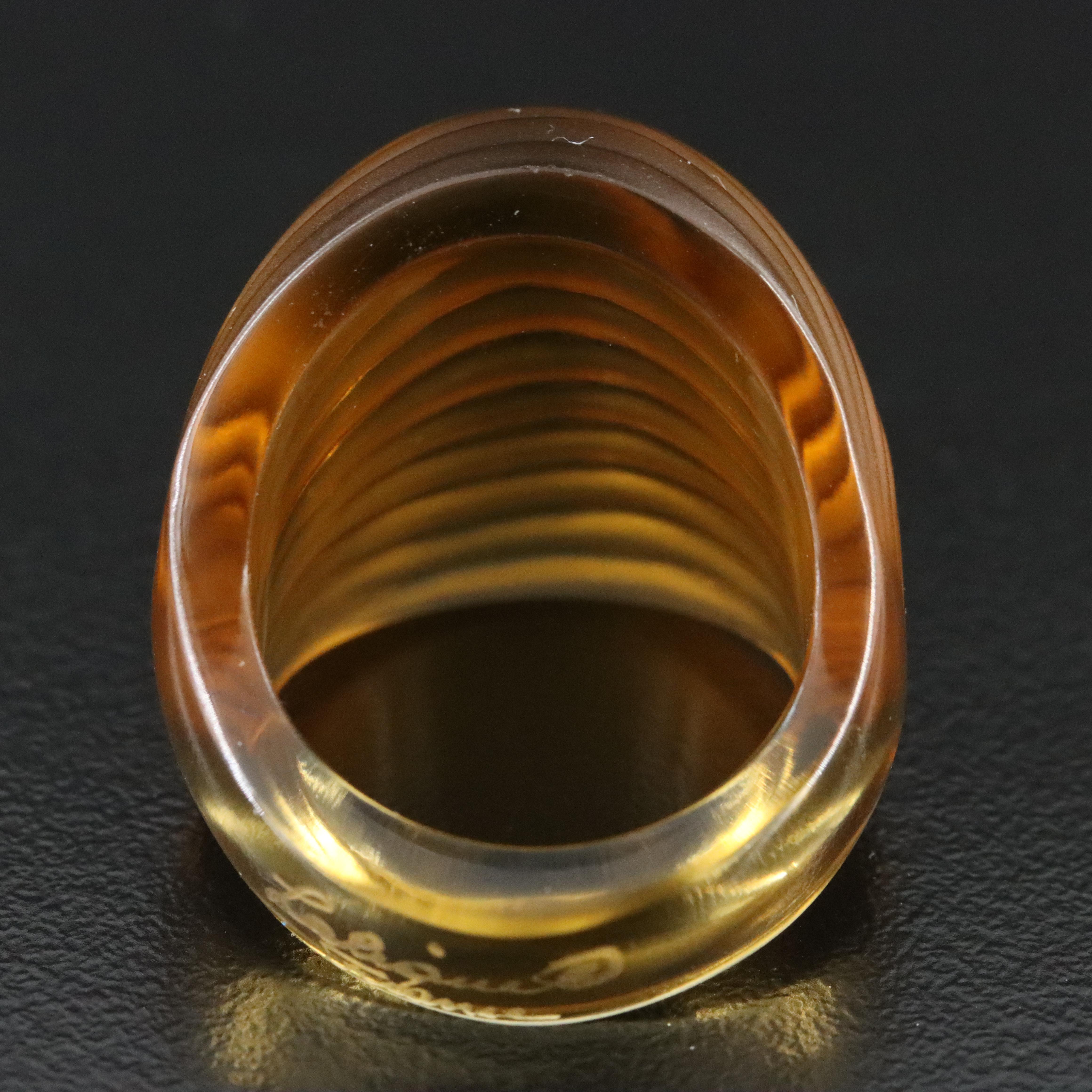 Lalique Crystal Fluted Dome Ring