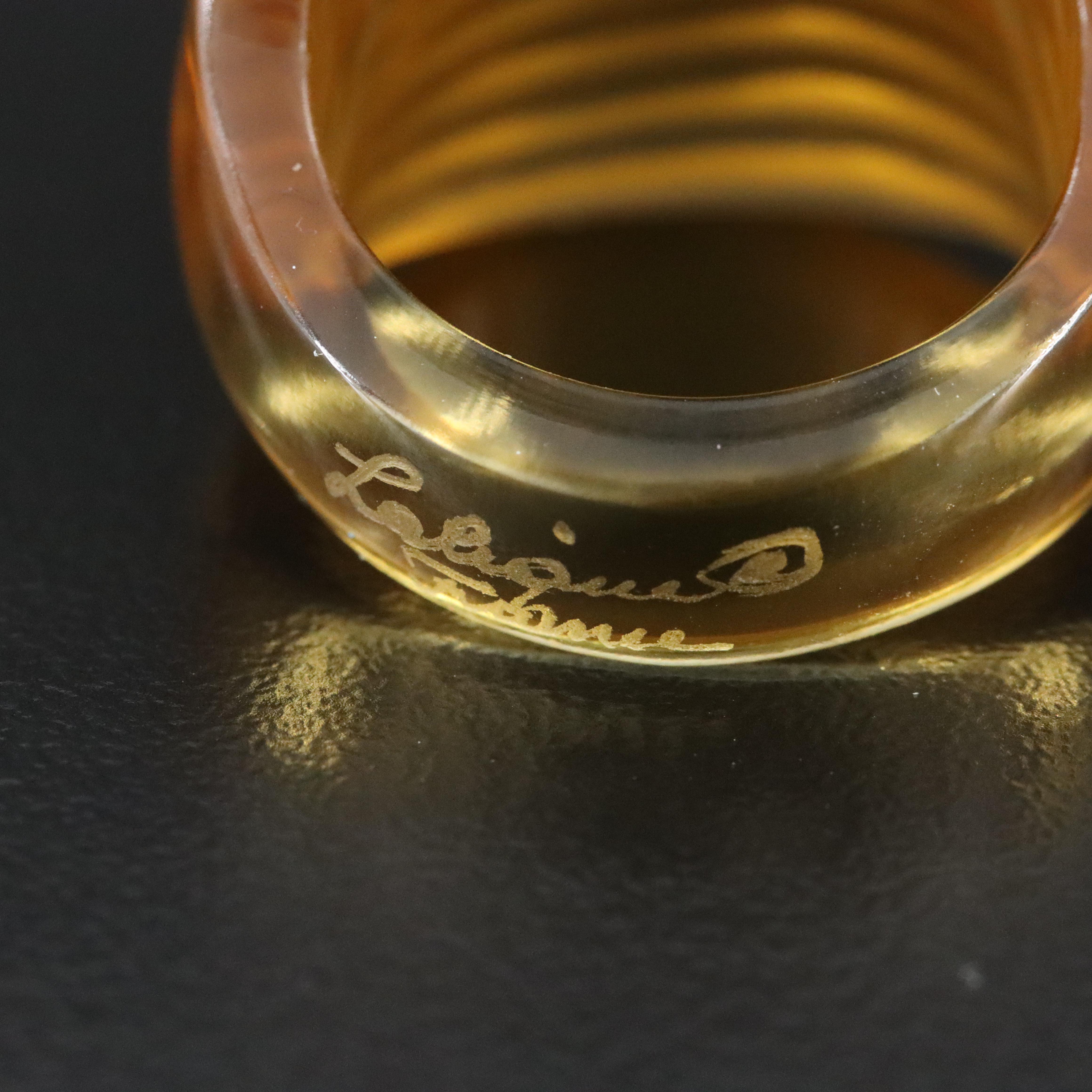 Lalique Crystal Fluted Dome Ring