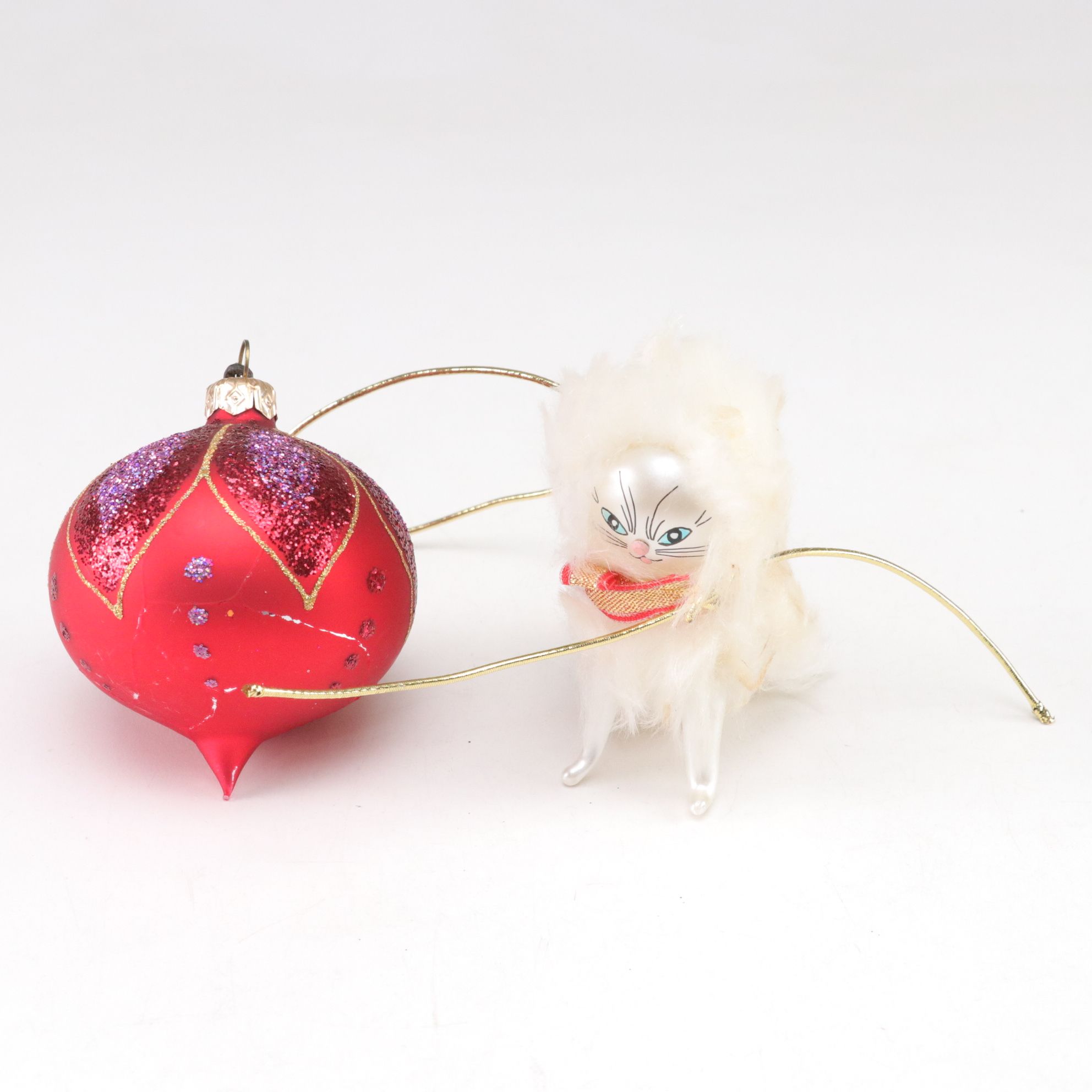 Poodle, Angel Moon, Swan and More Glitter and Blown Glass Ornaments