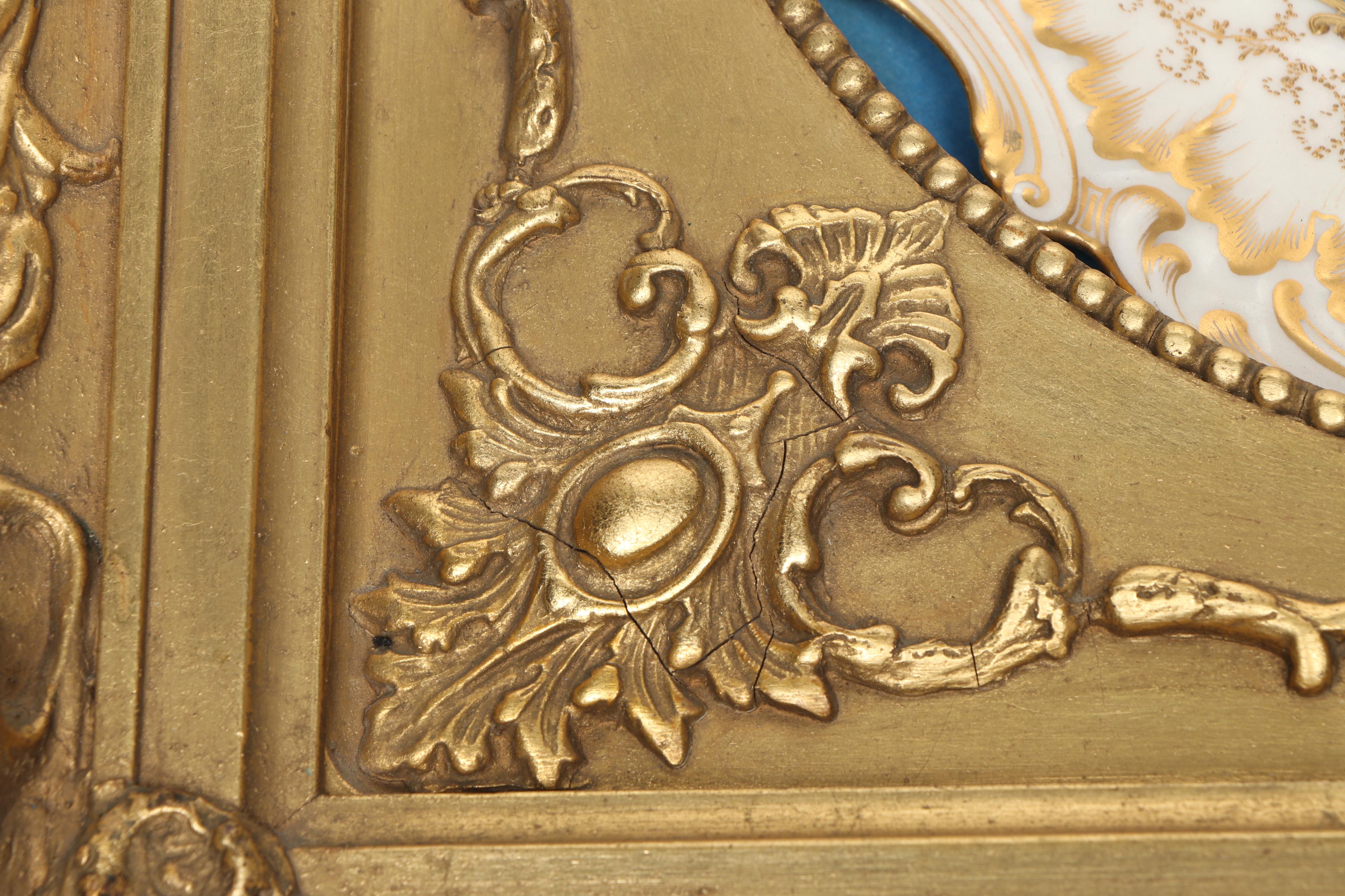 Framed Claire Maglin-Rochette Bleu Céleste Sèvres Style Plate, 19th–20th Century