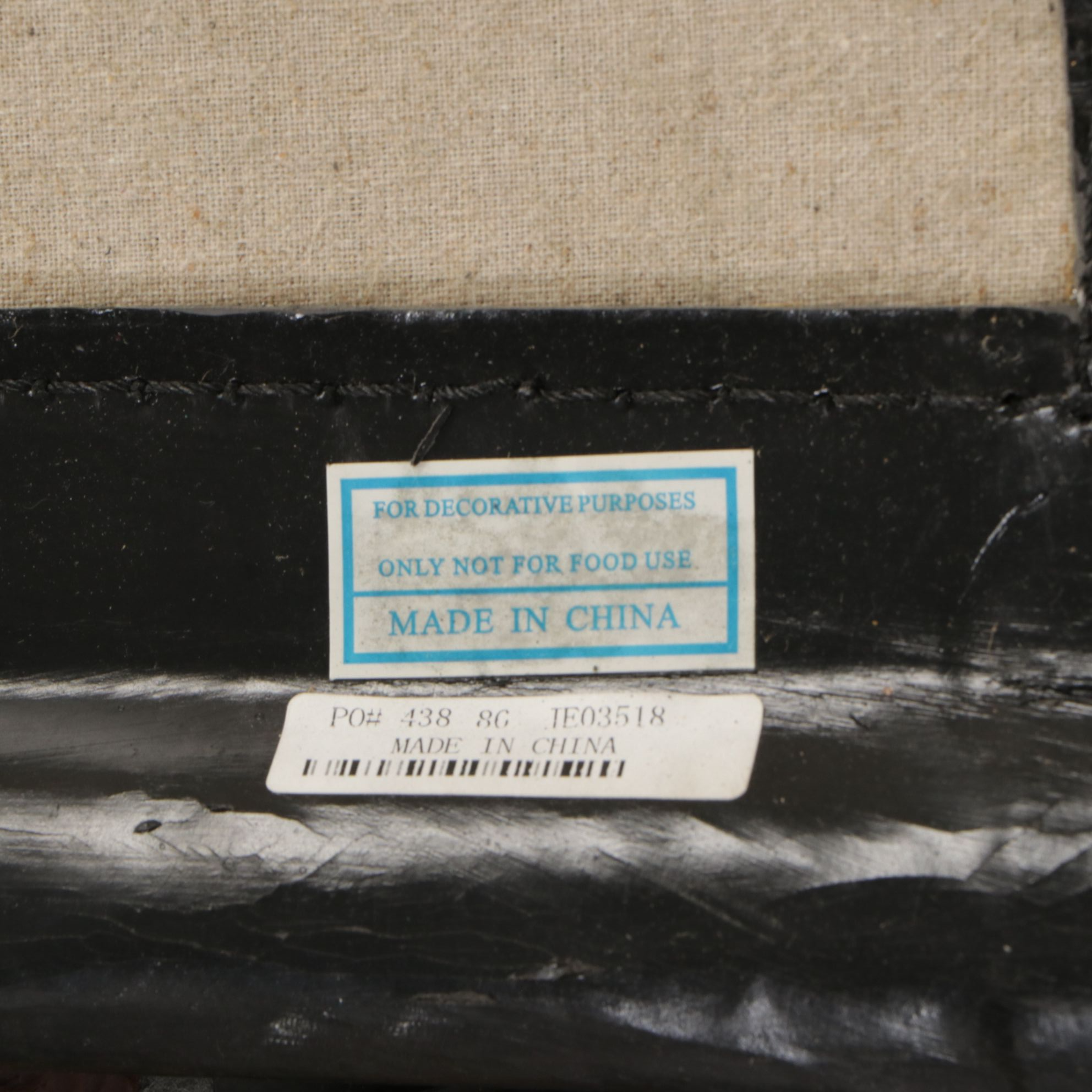 Neoclassical Faux Leather and Lucite Fringed Tapestry