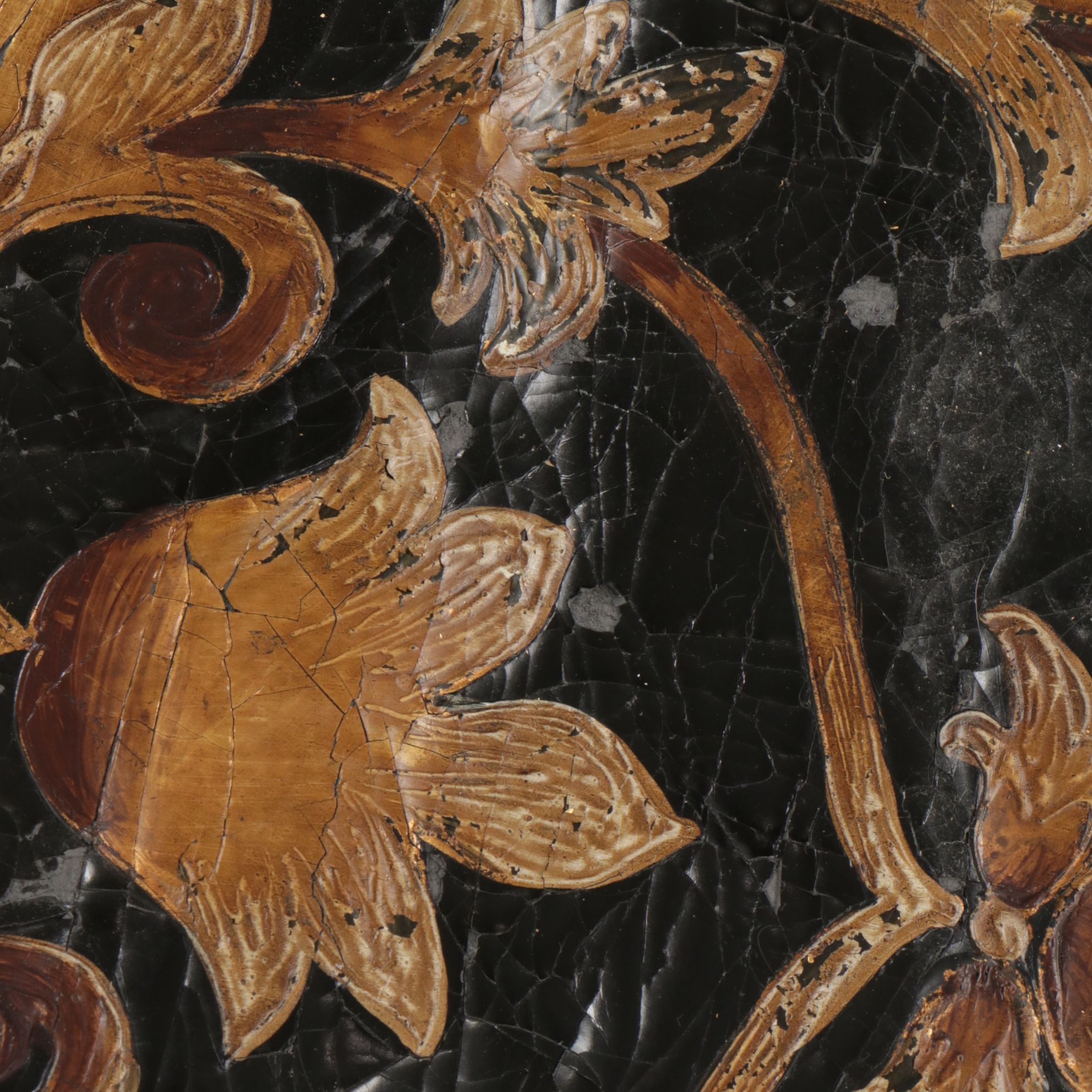 Neoclassical Faux Leather and Lucite Fringed Tapestry