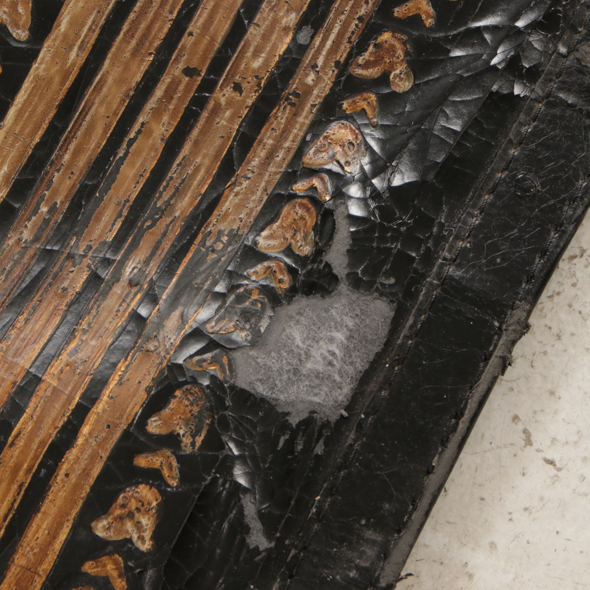 Neoclassical Faux Leather and Lucite Fringed Tapestry